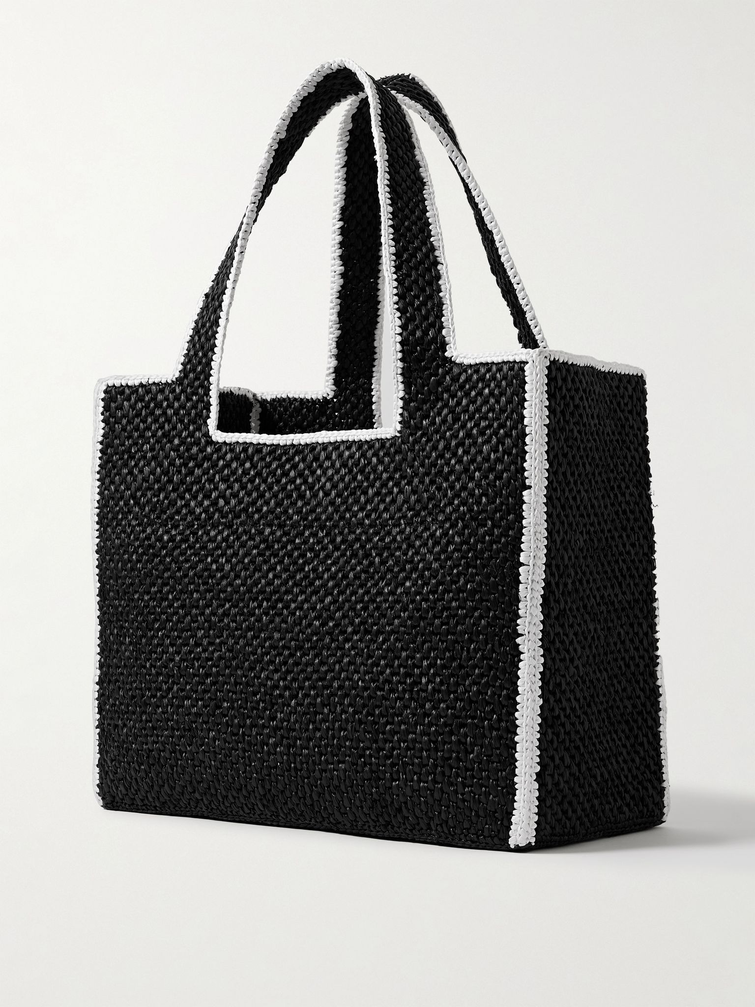+ Paula’s Ibiza Logo-Embroidered Raffia Tote Bag Black - 3