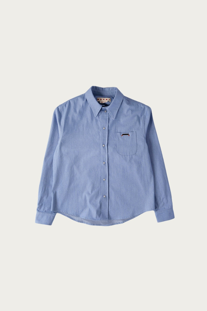Colored Light Denim Western Shirt - Iris Blue - 1