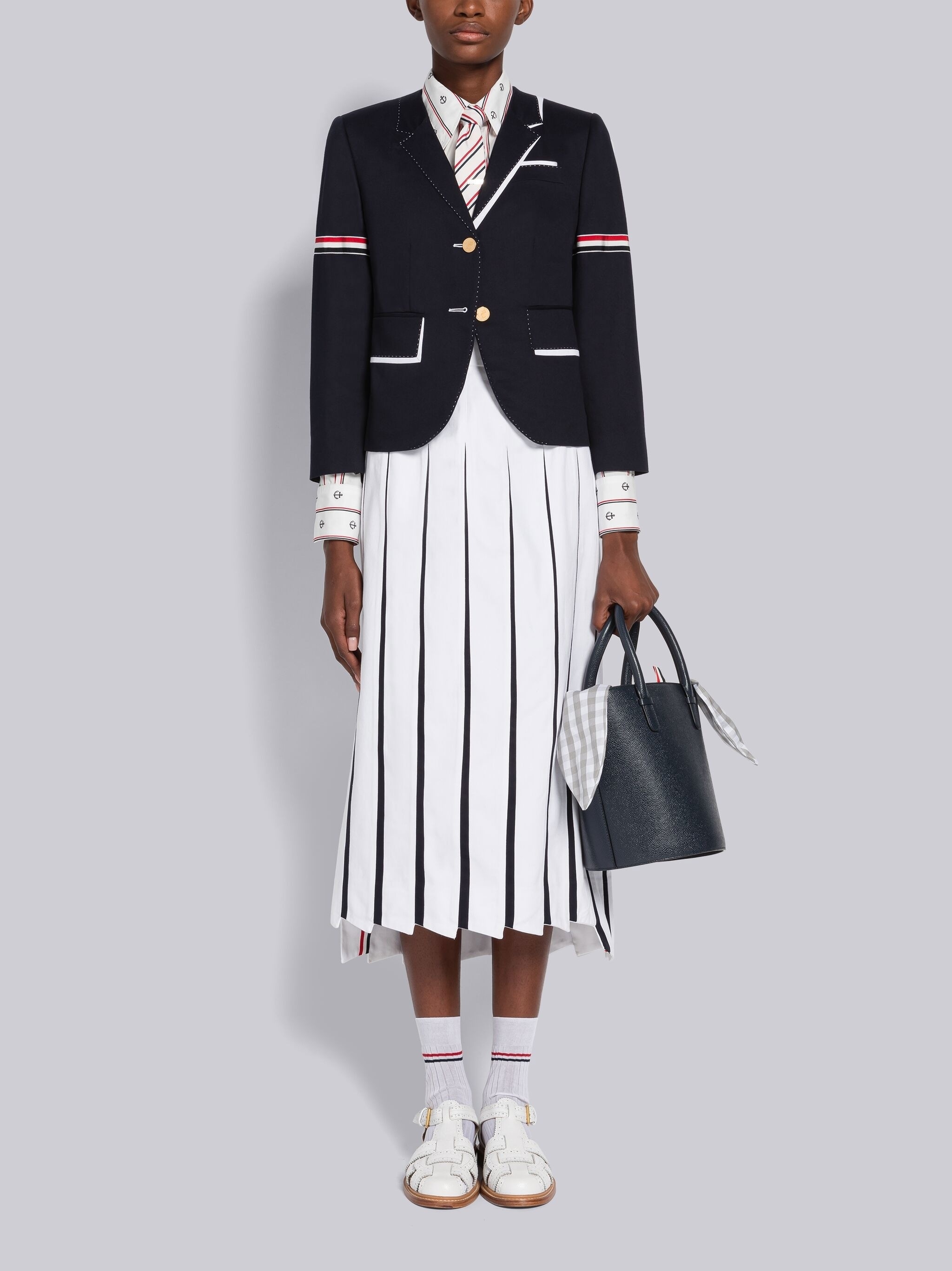 Twill Trompe L'oeil Pleated Skirt - 4