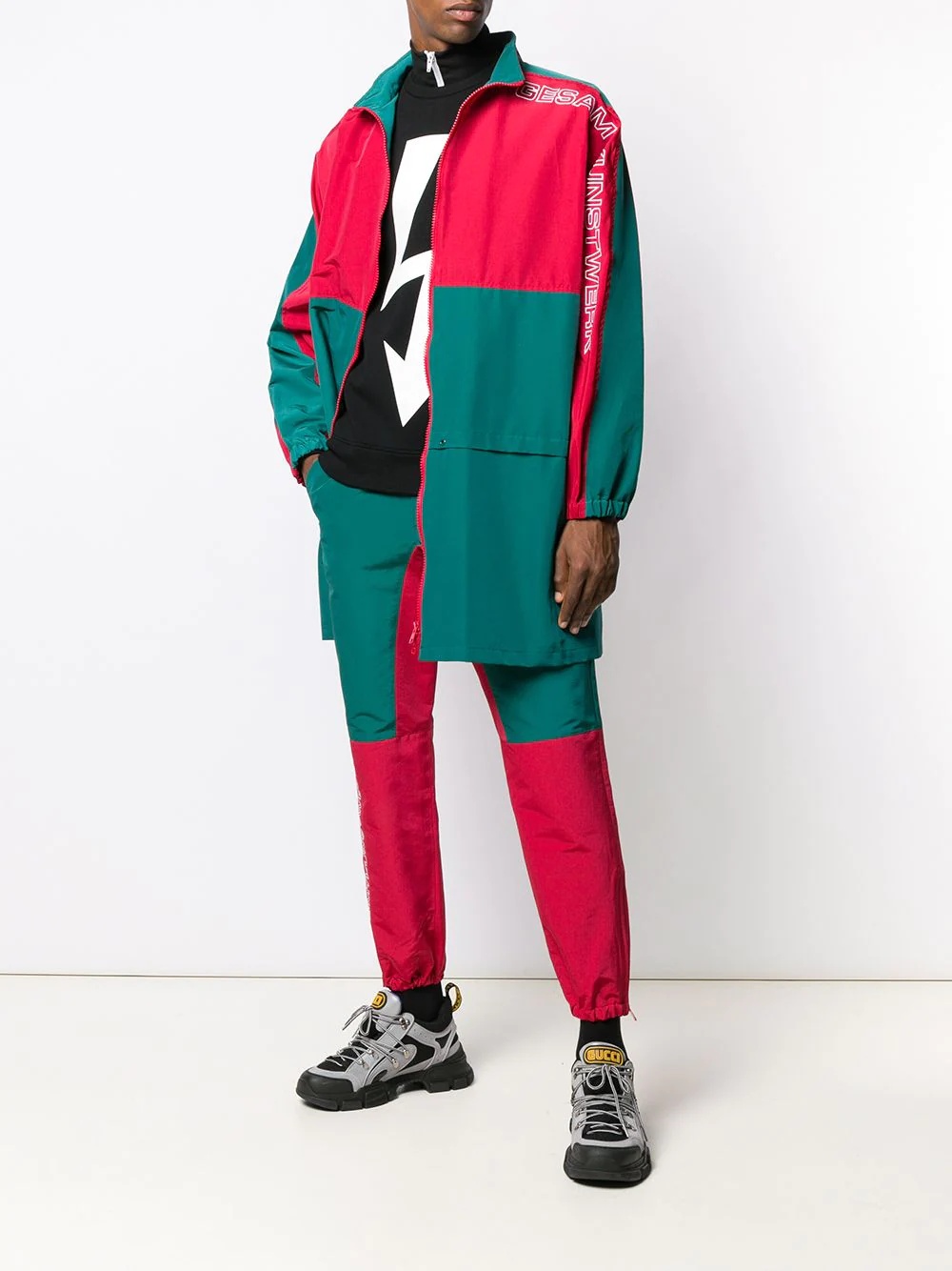 colourblock mid-length sports jacket - 2