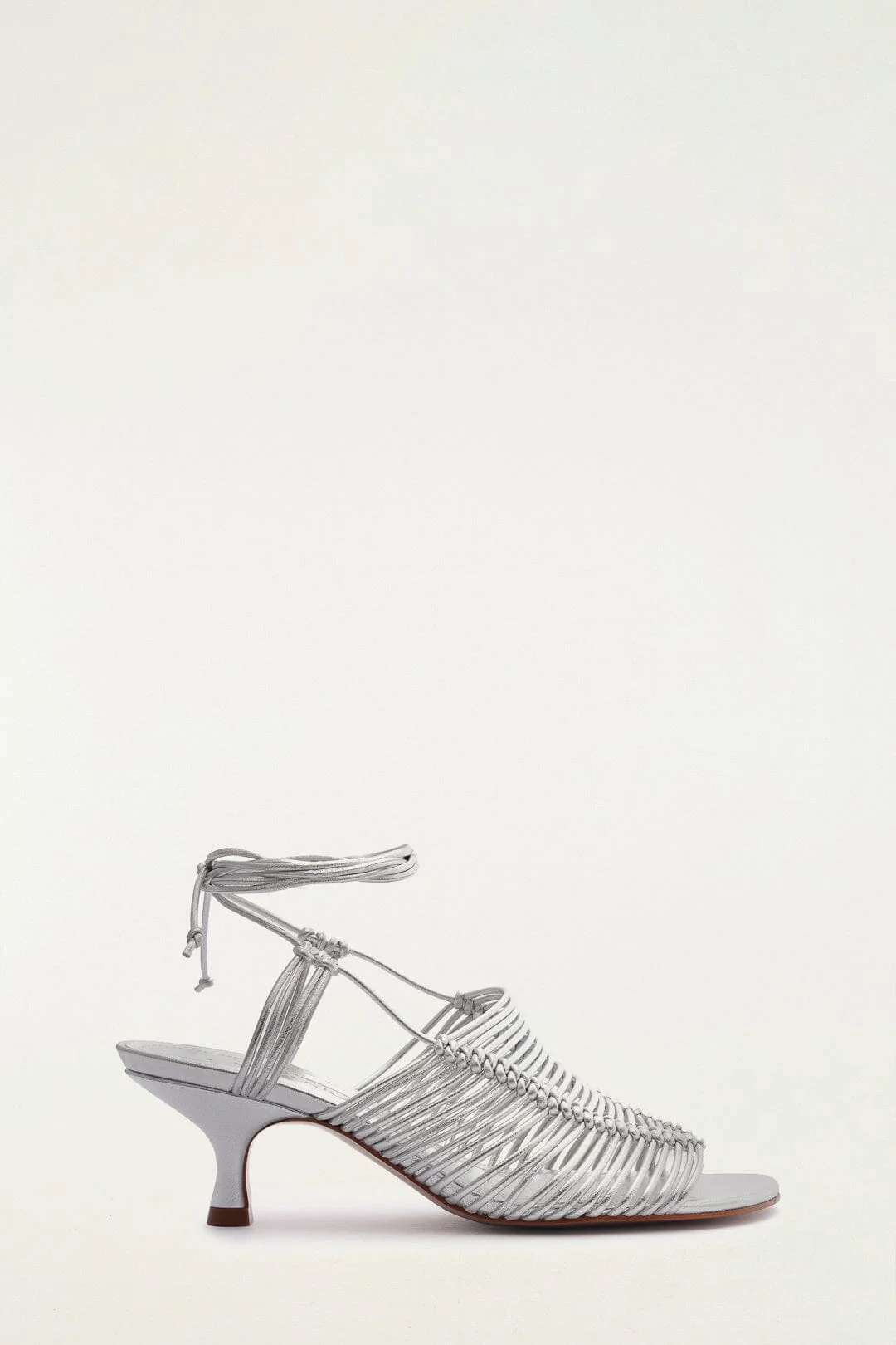 Silver Macrame Heeled Sandal - 1