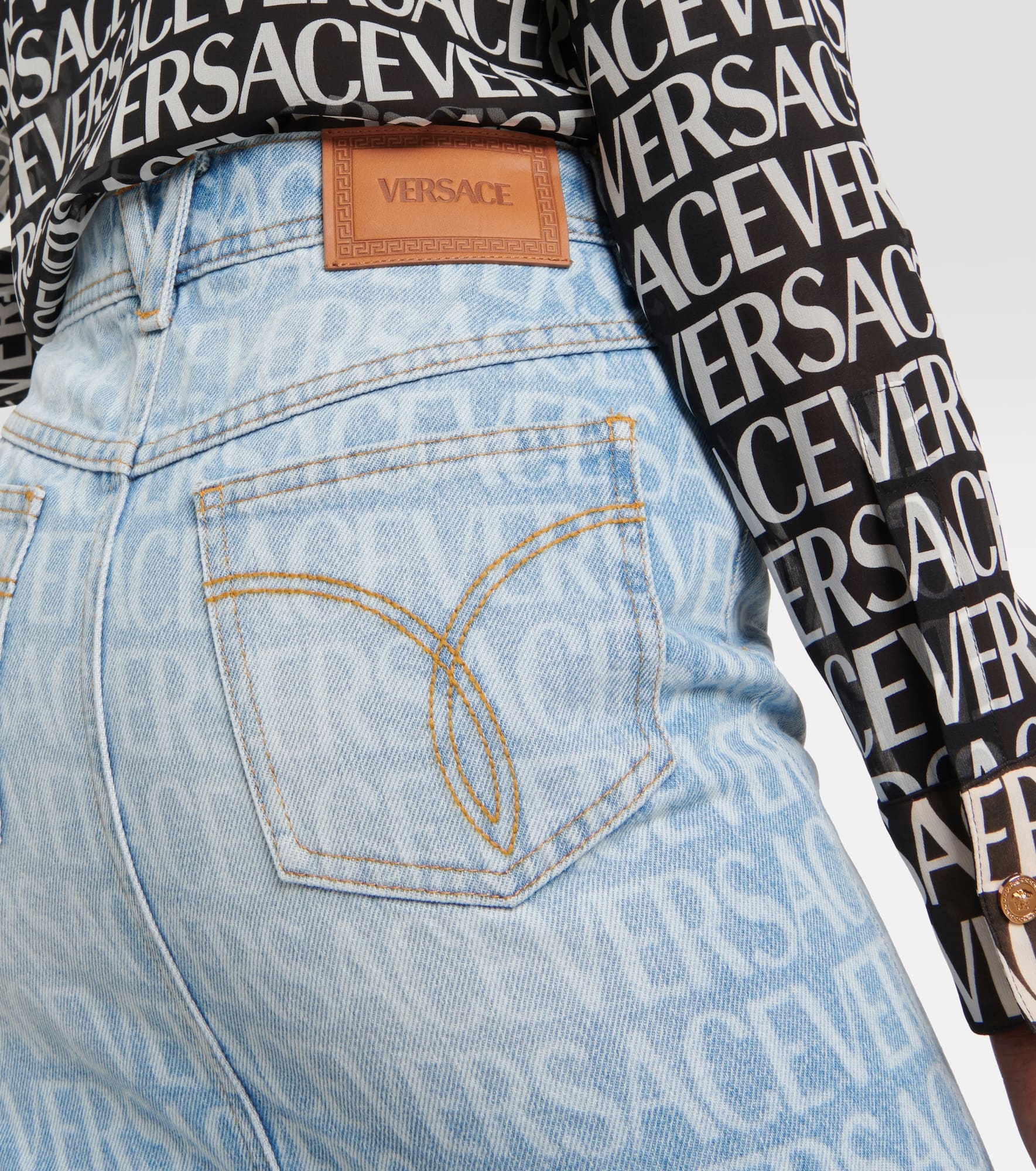 Versace Allover denim miniskirt - 5