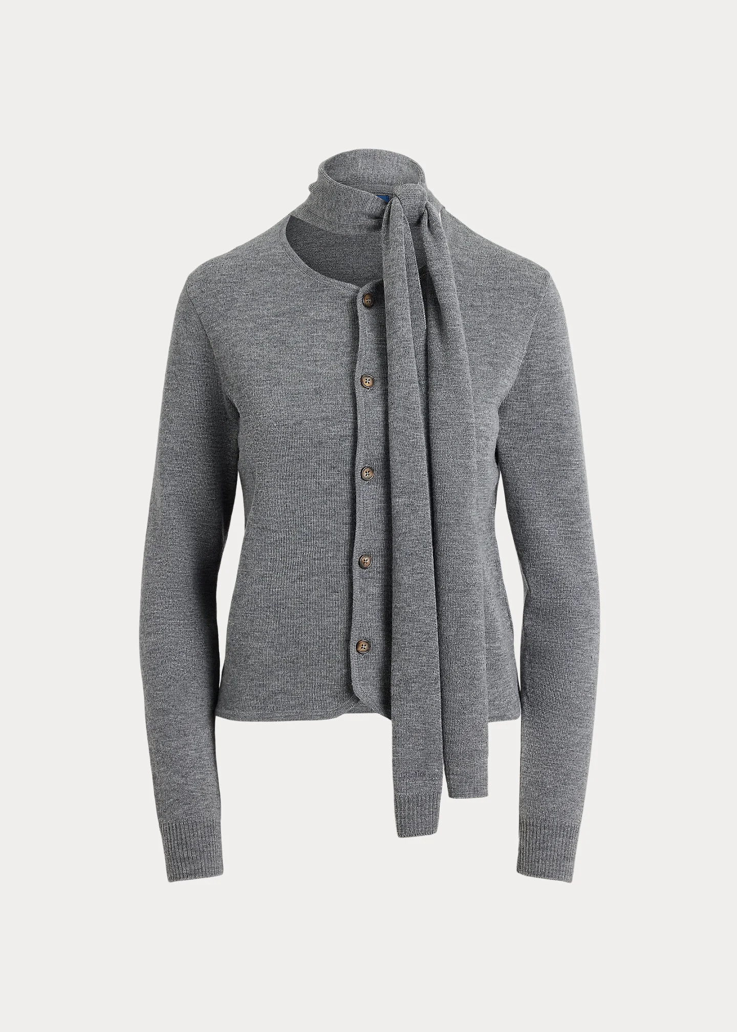 Tie-Scarf Wool Cardigan - 1