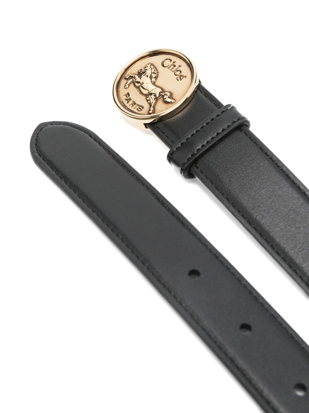 horse-motif medal leather belt - 2