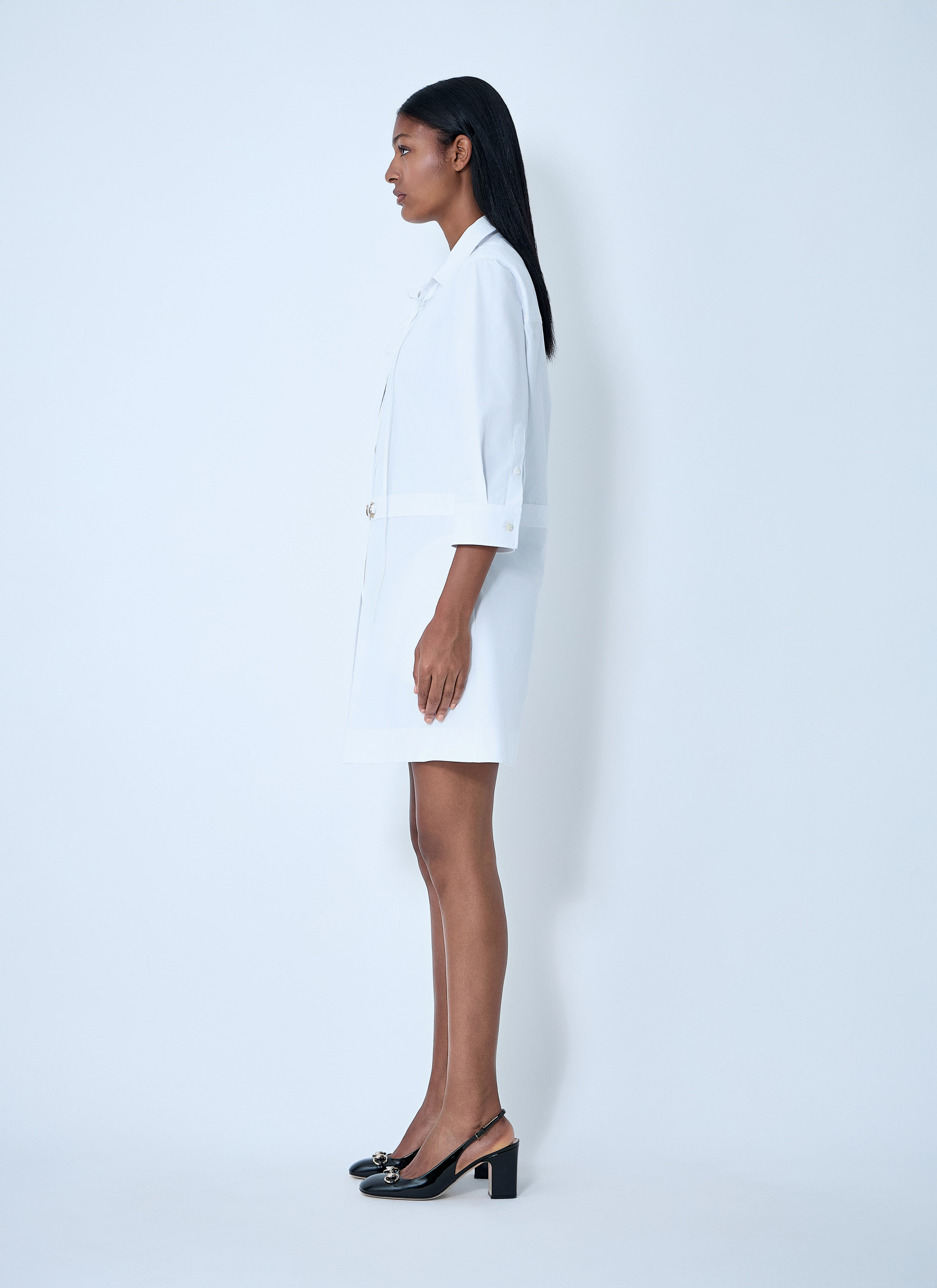 Gucci Women Cotton Poplin Shirt With Horsebit Hardware - 3