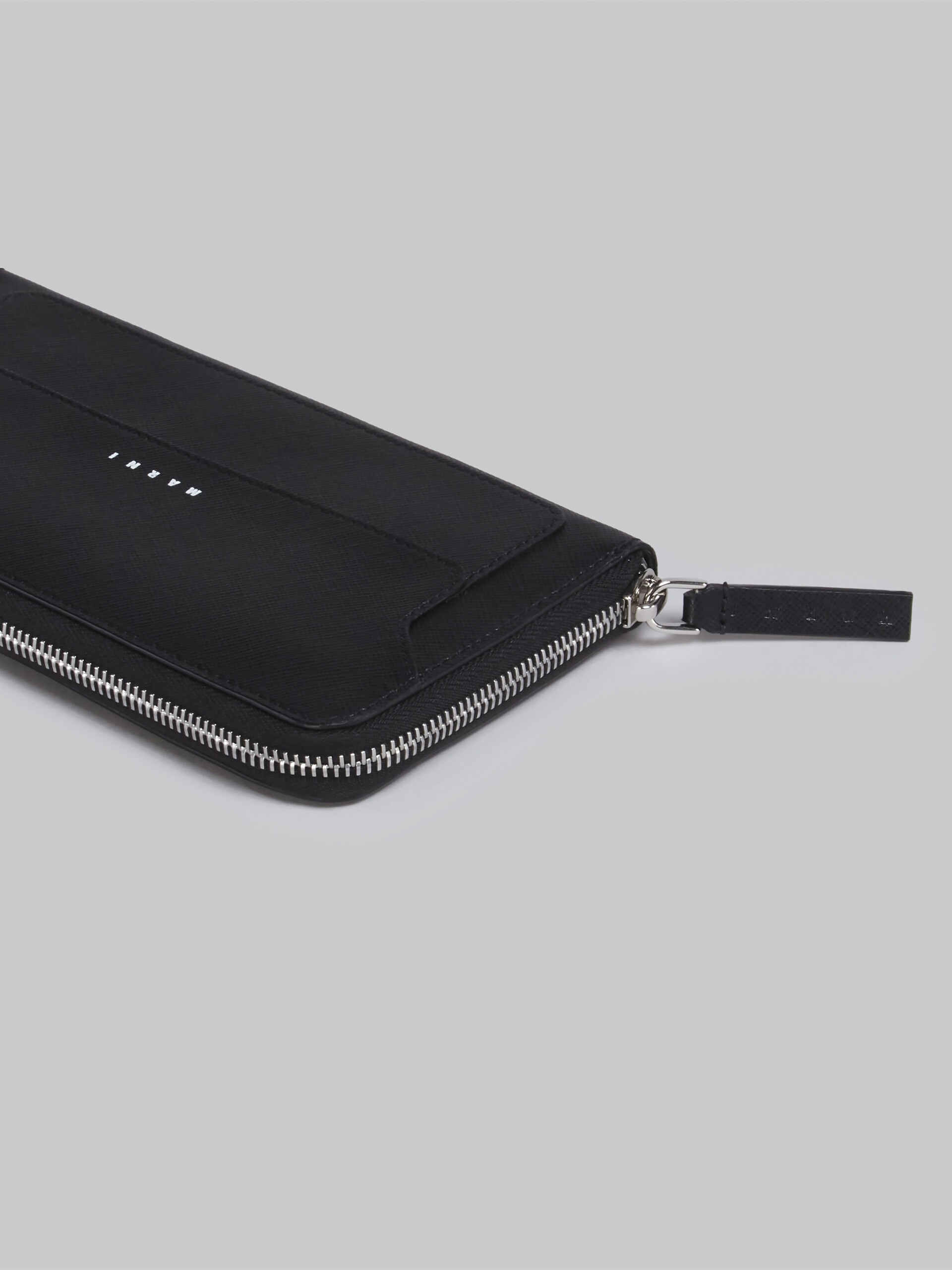 BLACK SAFFIANO LEATHER ZIP-AROUND WALLET - 5