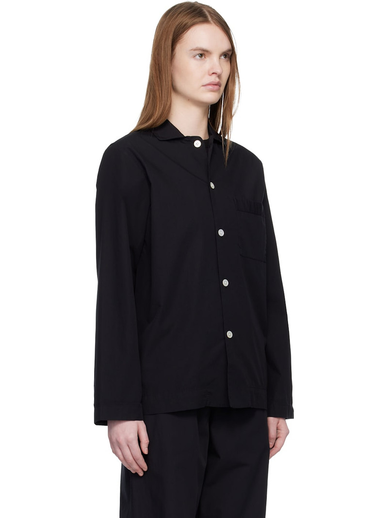 Black Poplin Long-Sleeved Pyjama Shirt 2