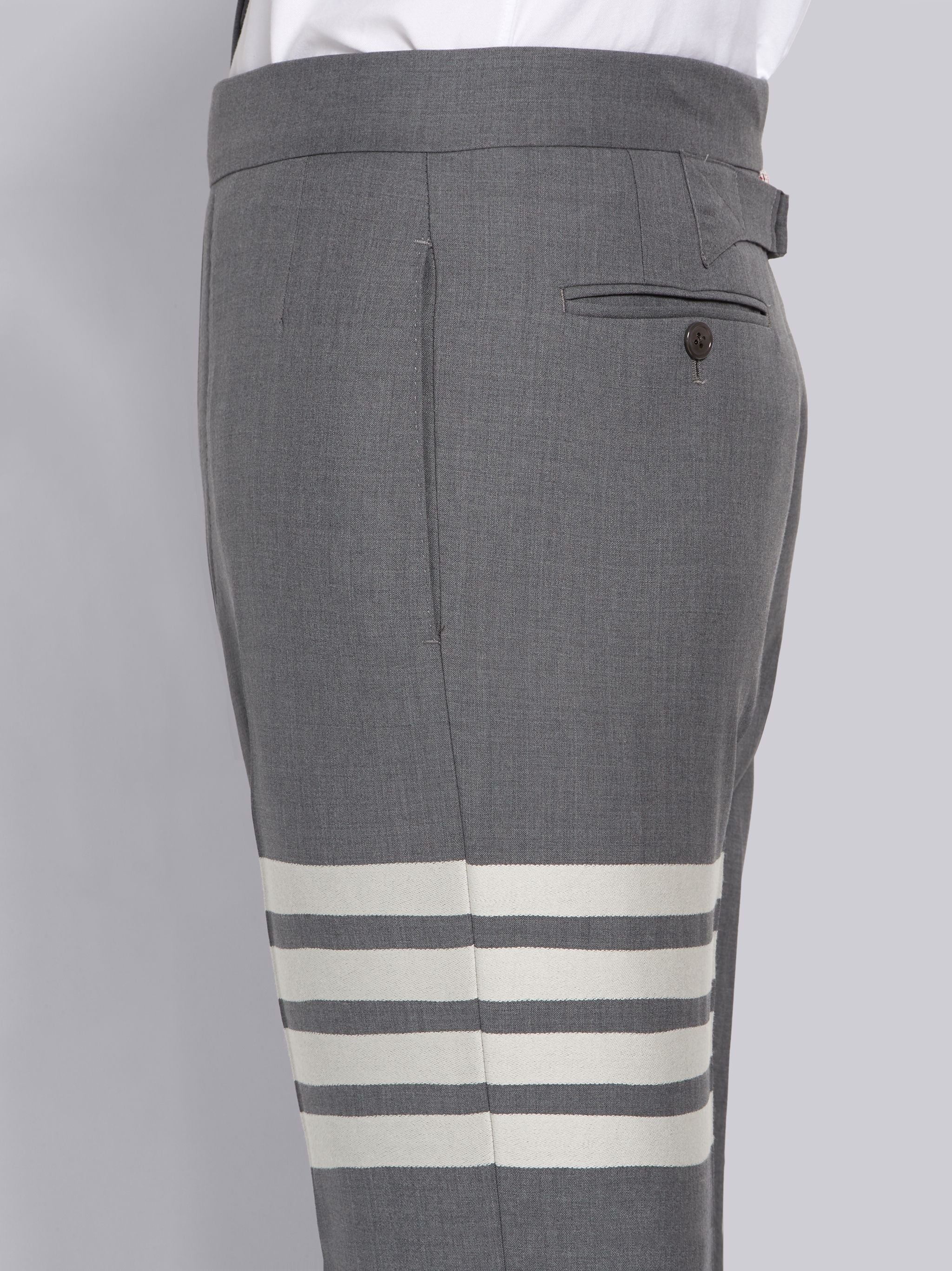 Medium Grey Plain Weave Suiting Classic 4-Bar Trouser - 5