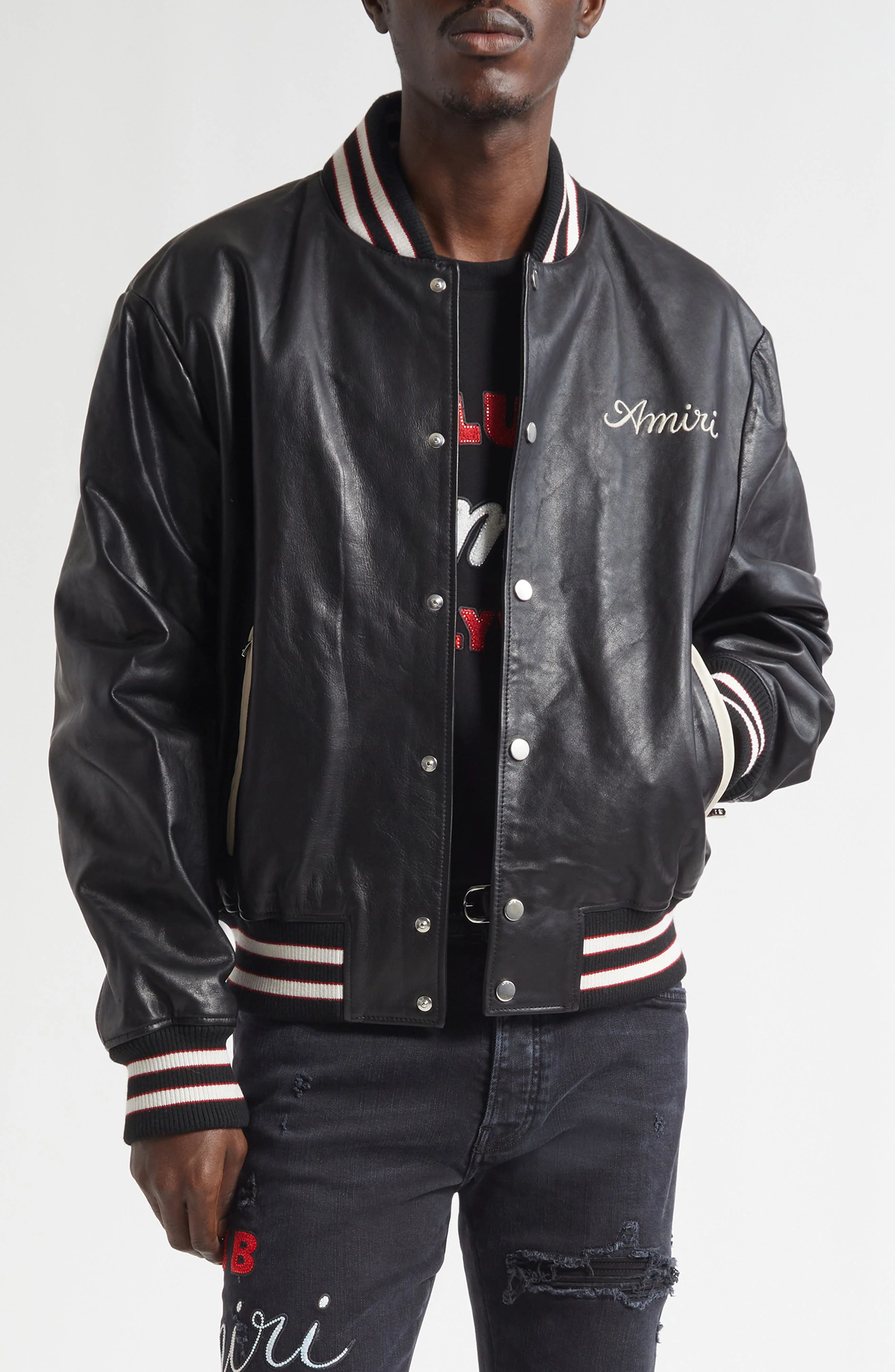 Club Amiri Bomber Jacket in Black at Nordstrom - 1