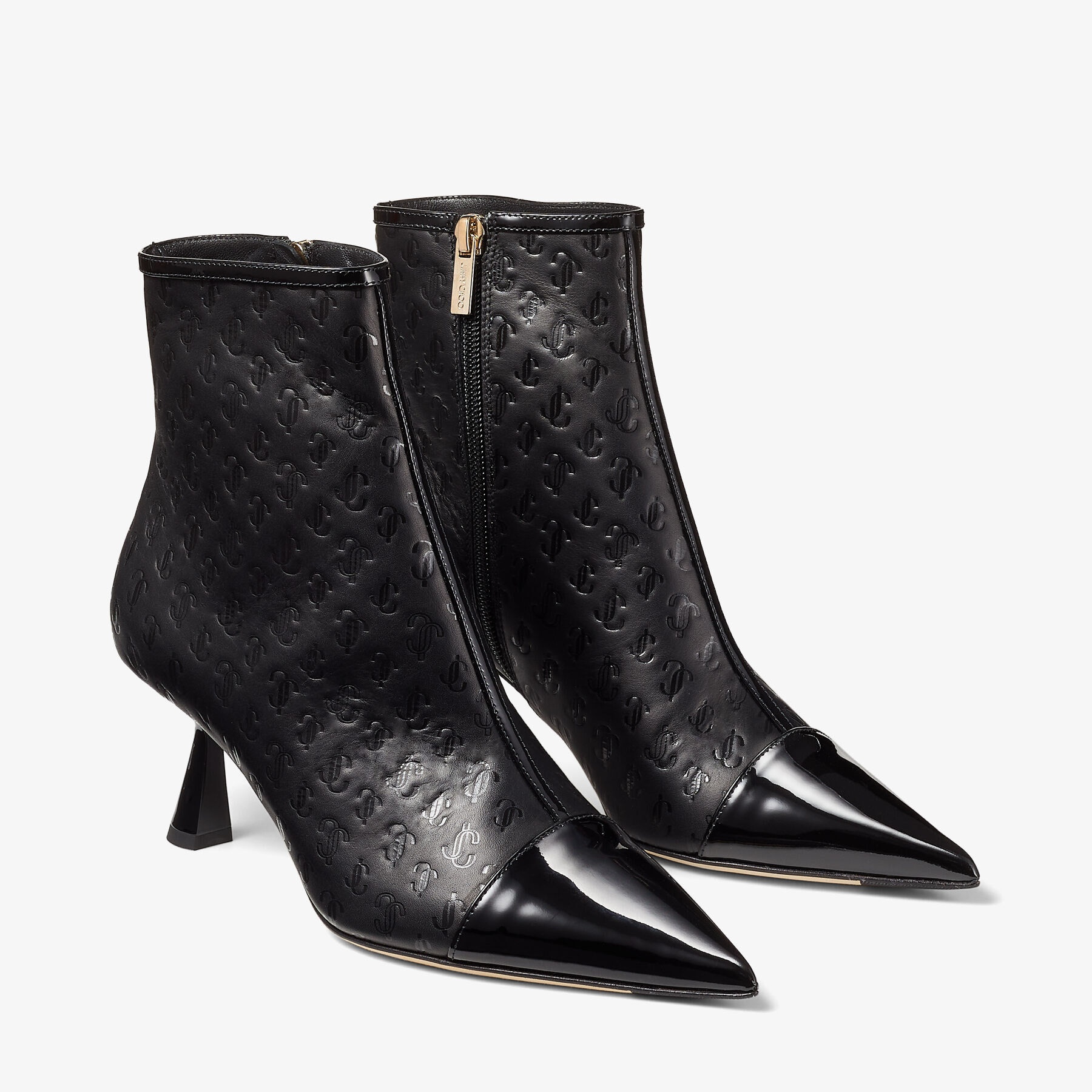 Kix/z 65
Black Patent and JC Monogram Leather Ankle Boots - 3