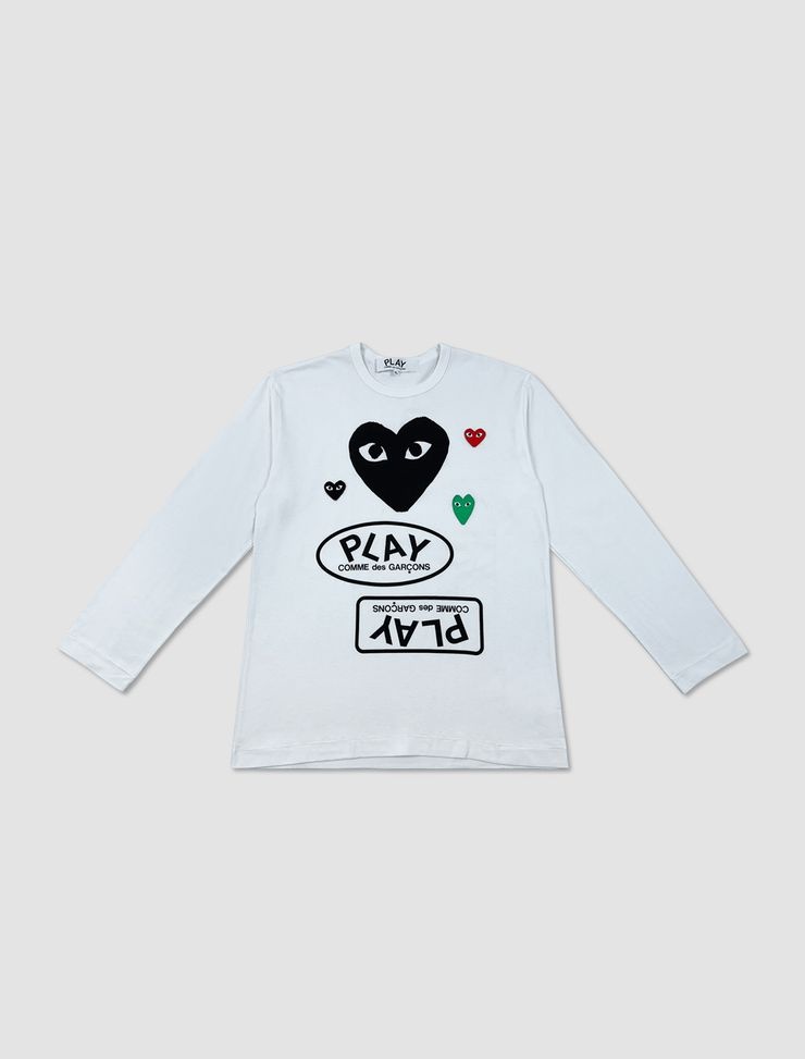 Multi logo white long-sleeved T-shirt - 1