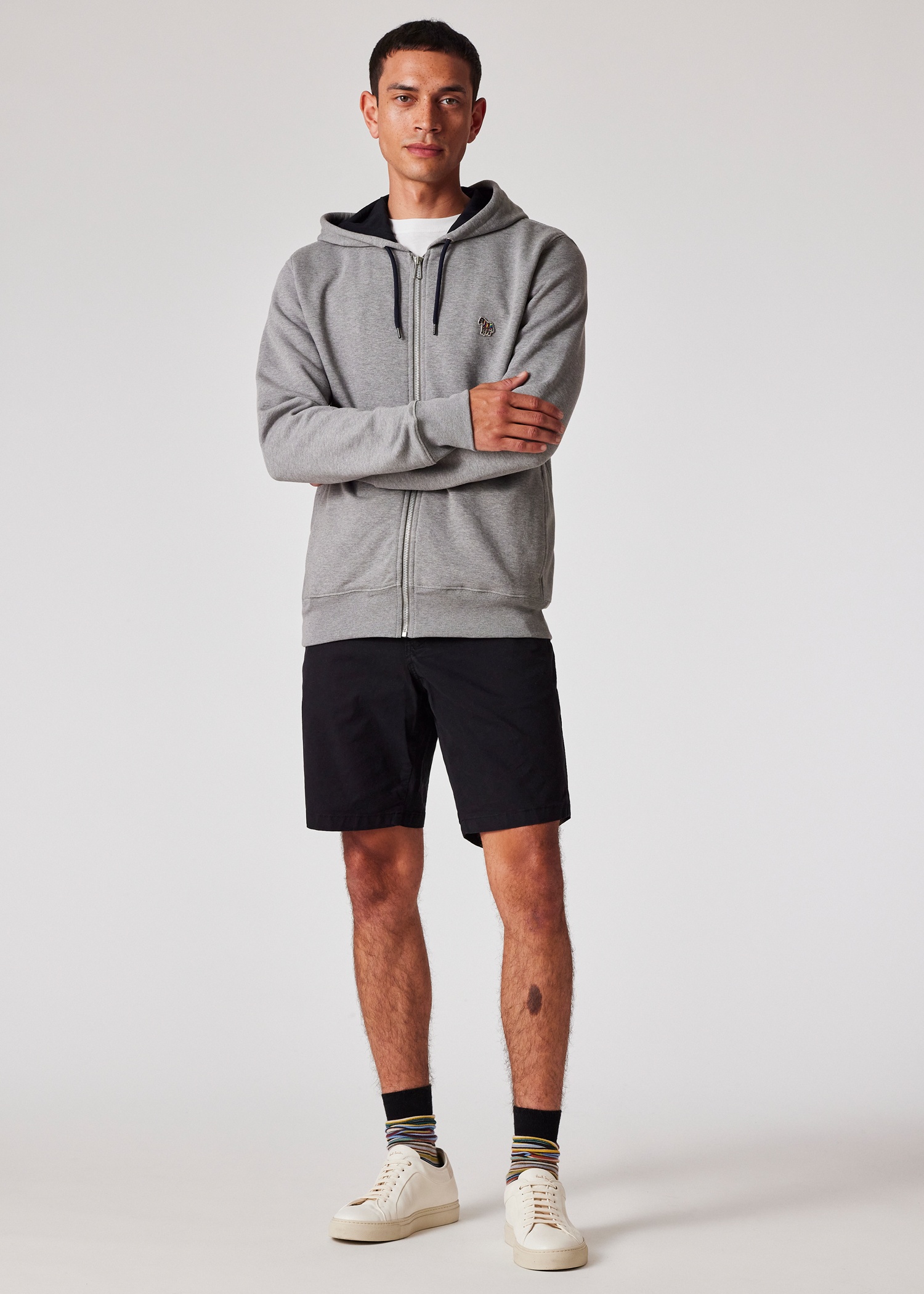 Black Cotton-Twill 'Broad Stripe Zebra' Shorts - 5