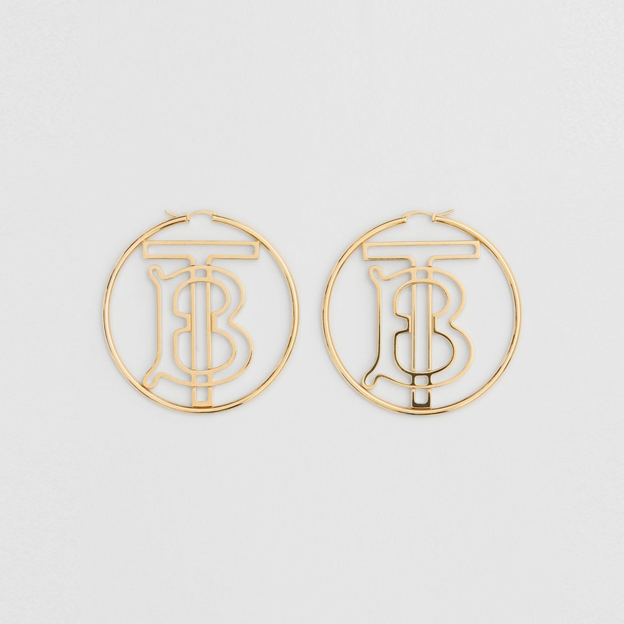 Gold-plated Monogram Motif Hoop Earrings - 1