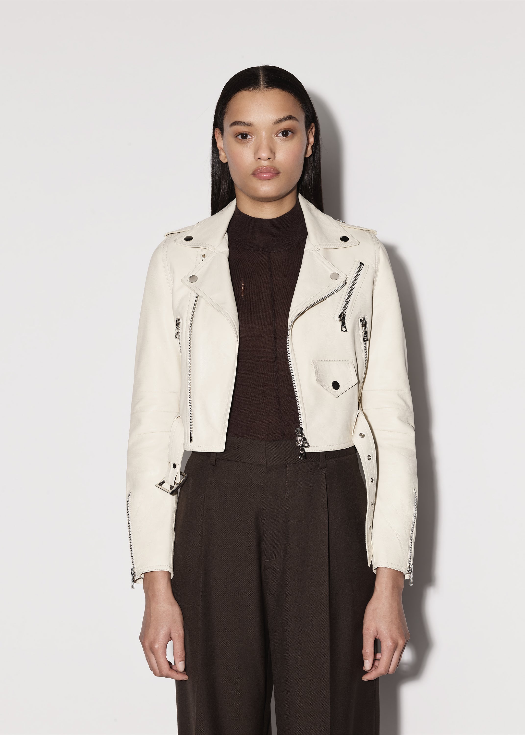LEATHER BIKER JACKET - 5