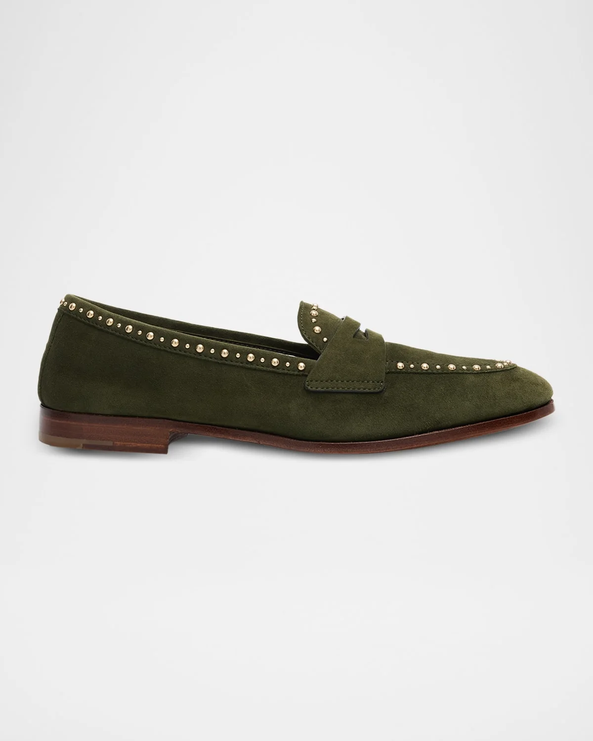 Onyx Met Studded Suede Penny Loafers - 1