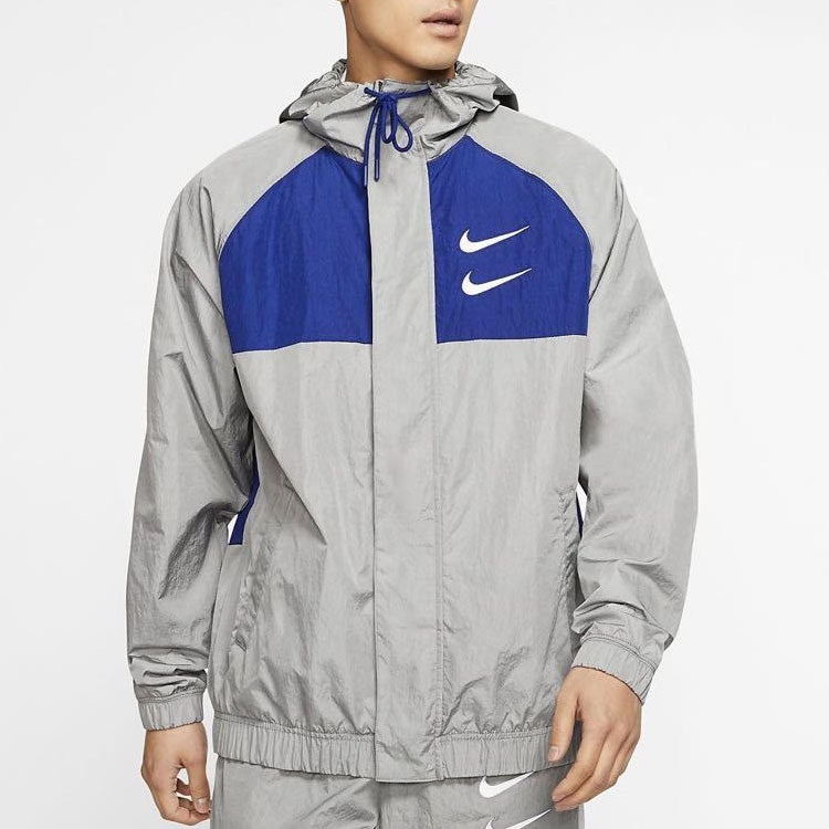 Nike Sportswear Swoosh Windproof Sports Woven Jacket Gray CJ4889-073 - 4