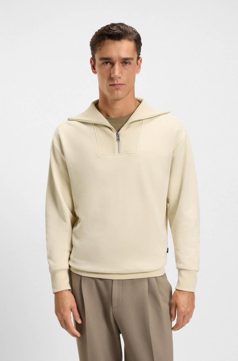 PEACHED-COTTON SWEATSHIRT WITH RIBBED ZIP NECK 2