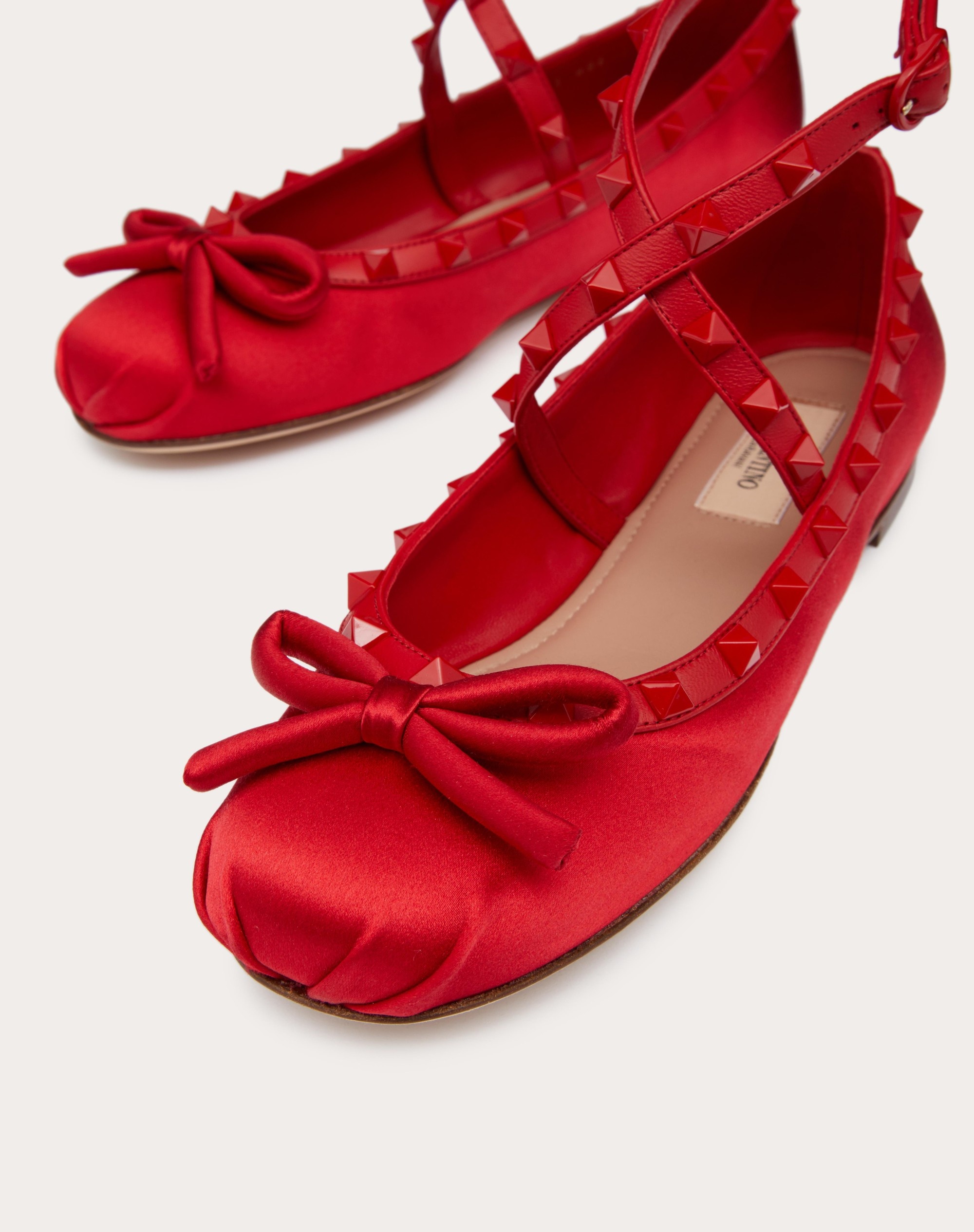 Rockstud leather ballerinas