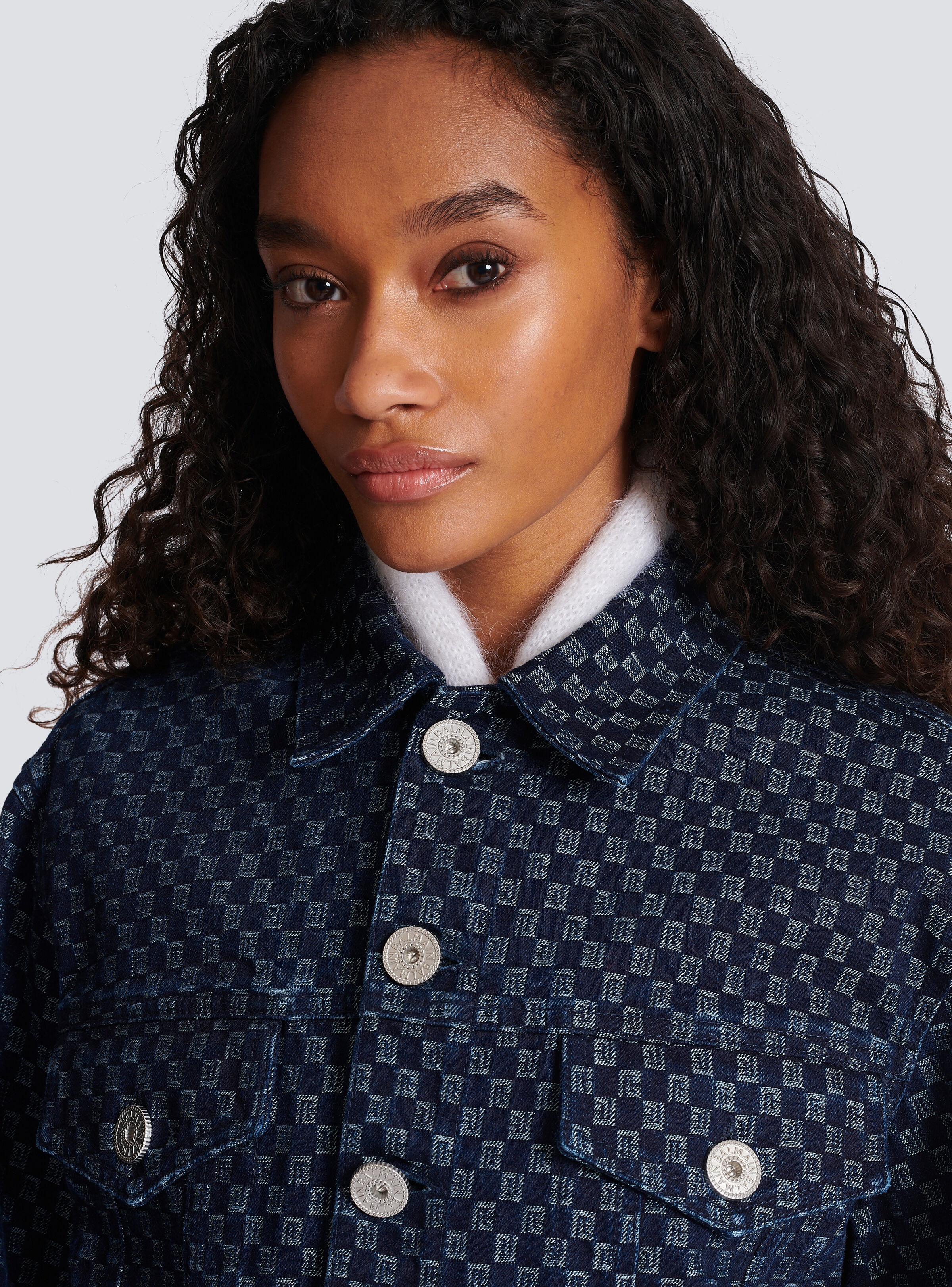 Mini monogram jacquard denim jacket - 8