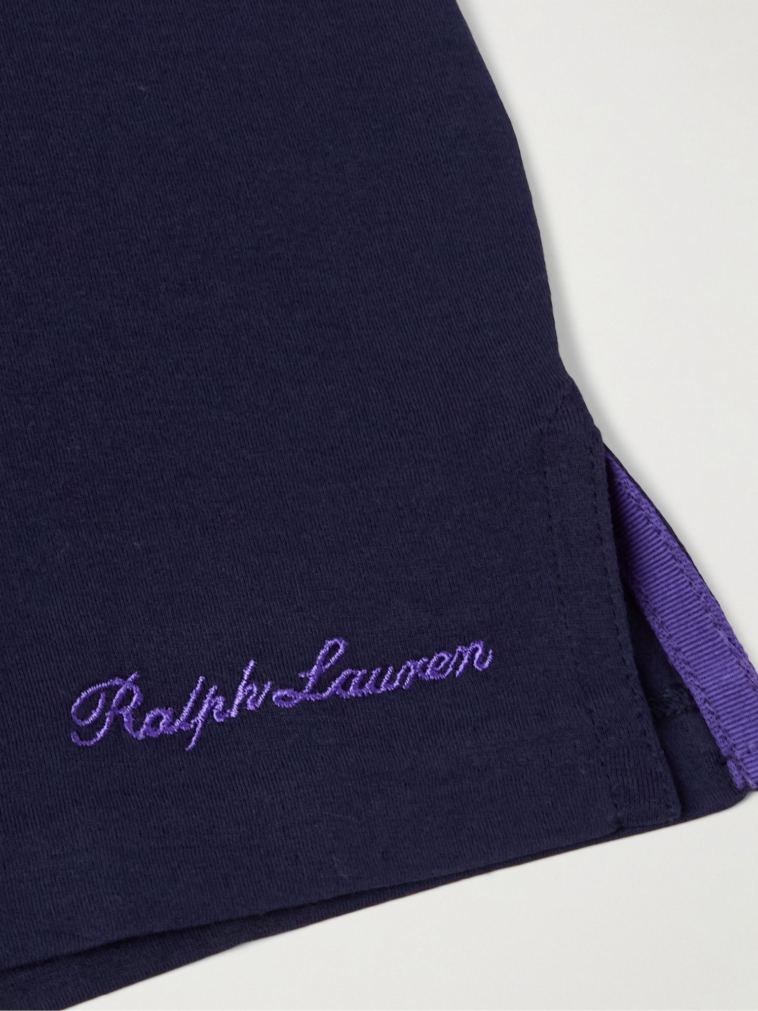 Logo-Embroidered Cotton-Lisle T-Shirt Navy - 5