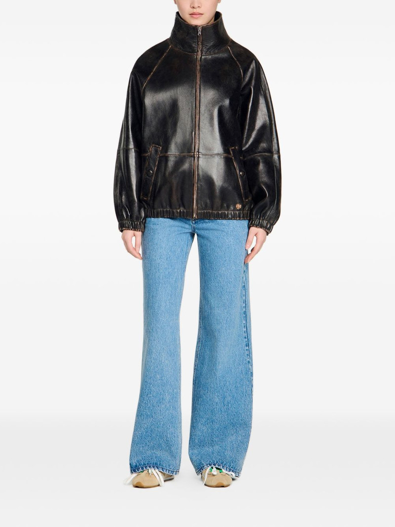 Sandro leather bomber jacket outlook