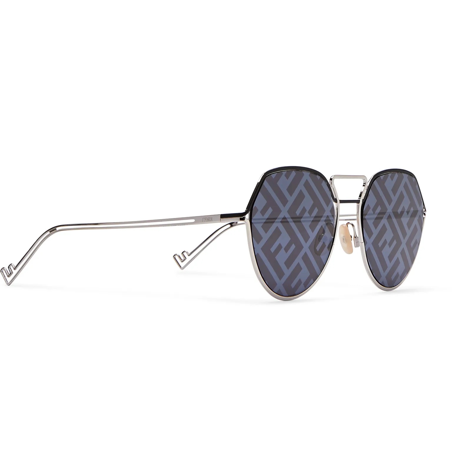 Round-Frame Logo-Print Silver-Tone Sunglasses - 2