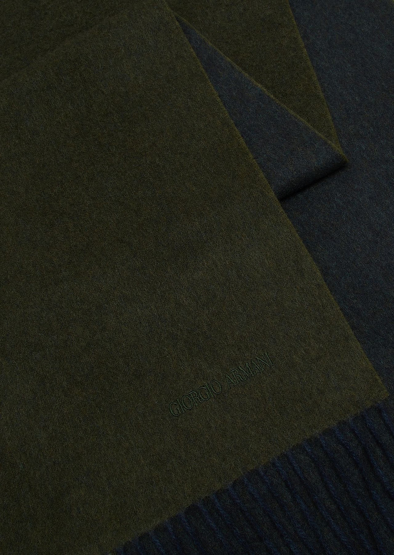 GIORGIO ARMANI Cashmere scarf with embroidered logo outlook