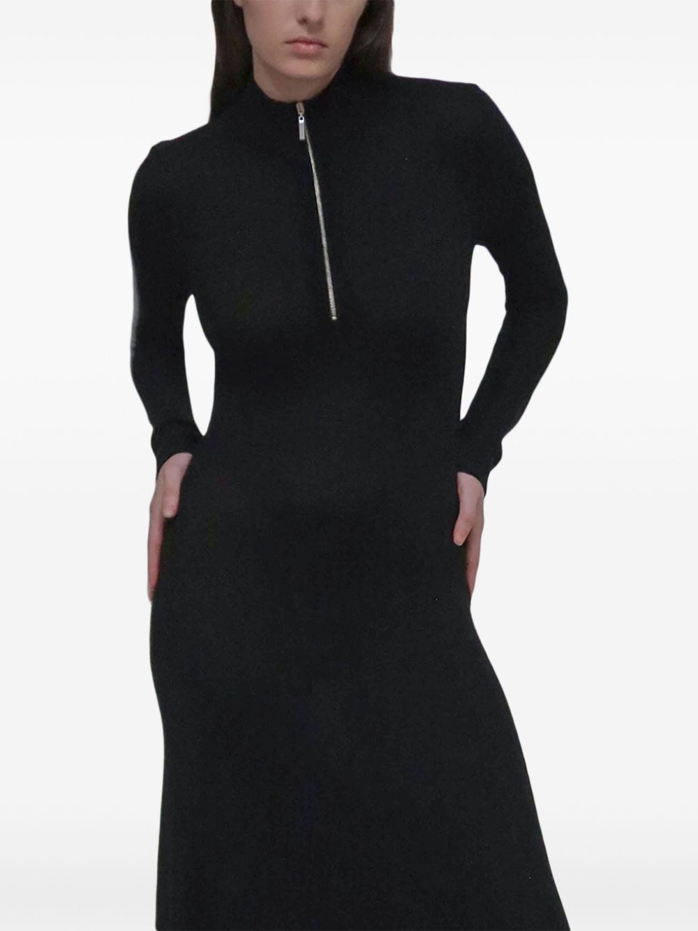 zip-up ribbed knit dress - 2