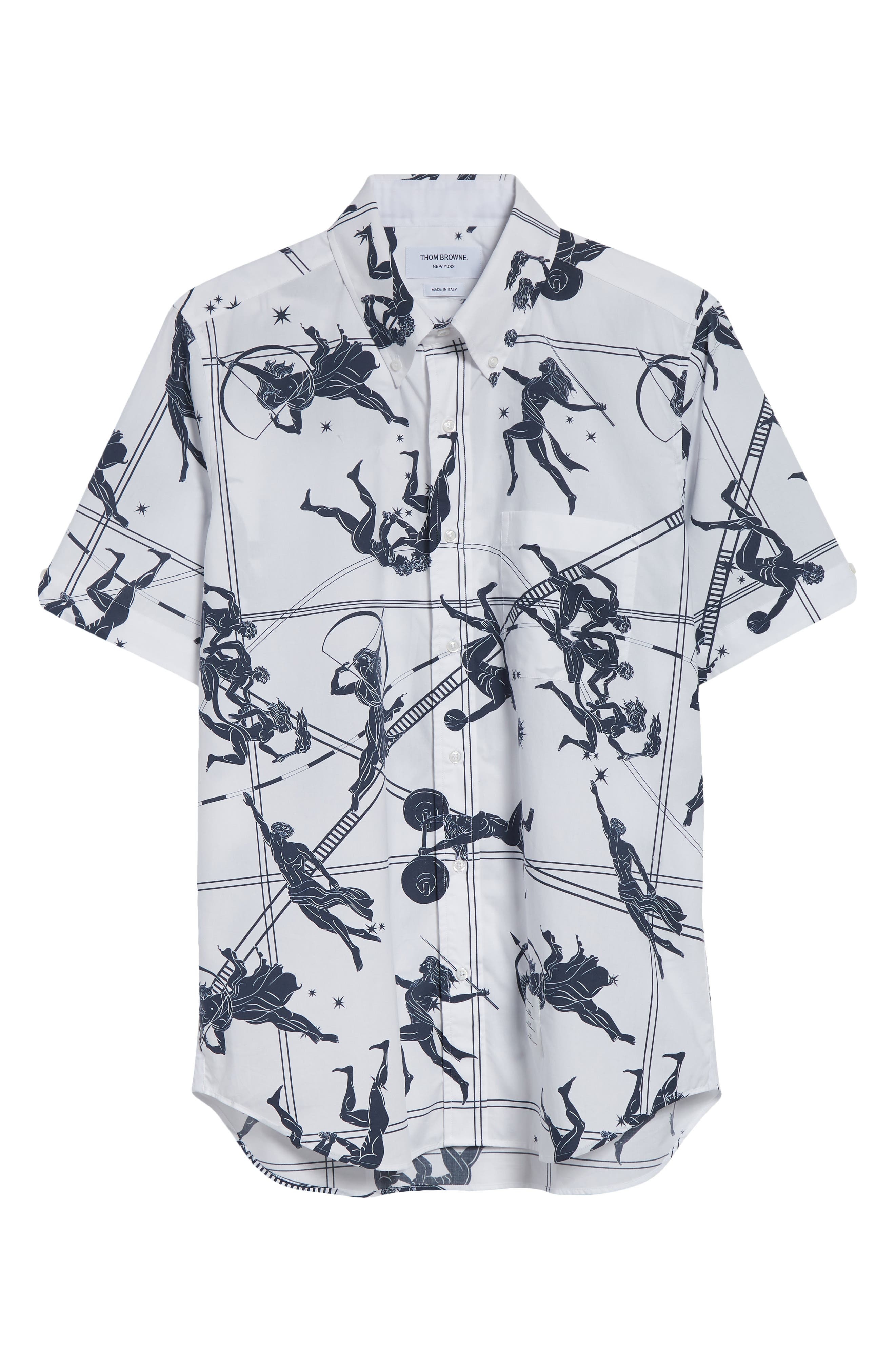 Thom Browne Straight Fit Olympic Constellation Button-Down Shirt in White at Nordstrom - 5