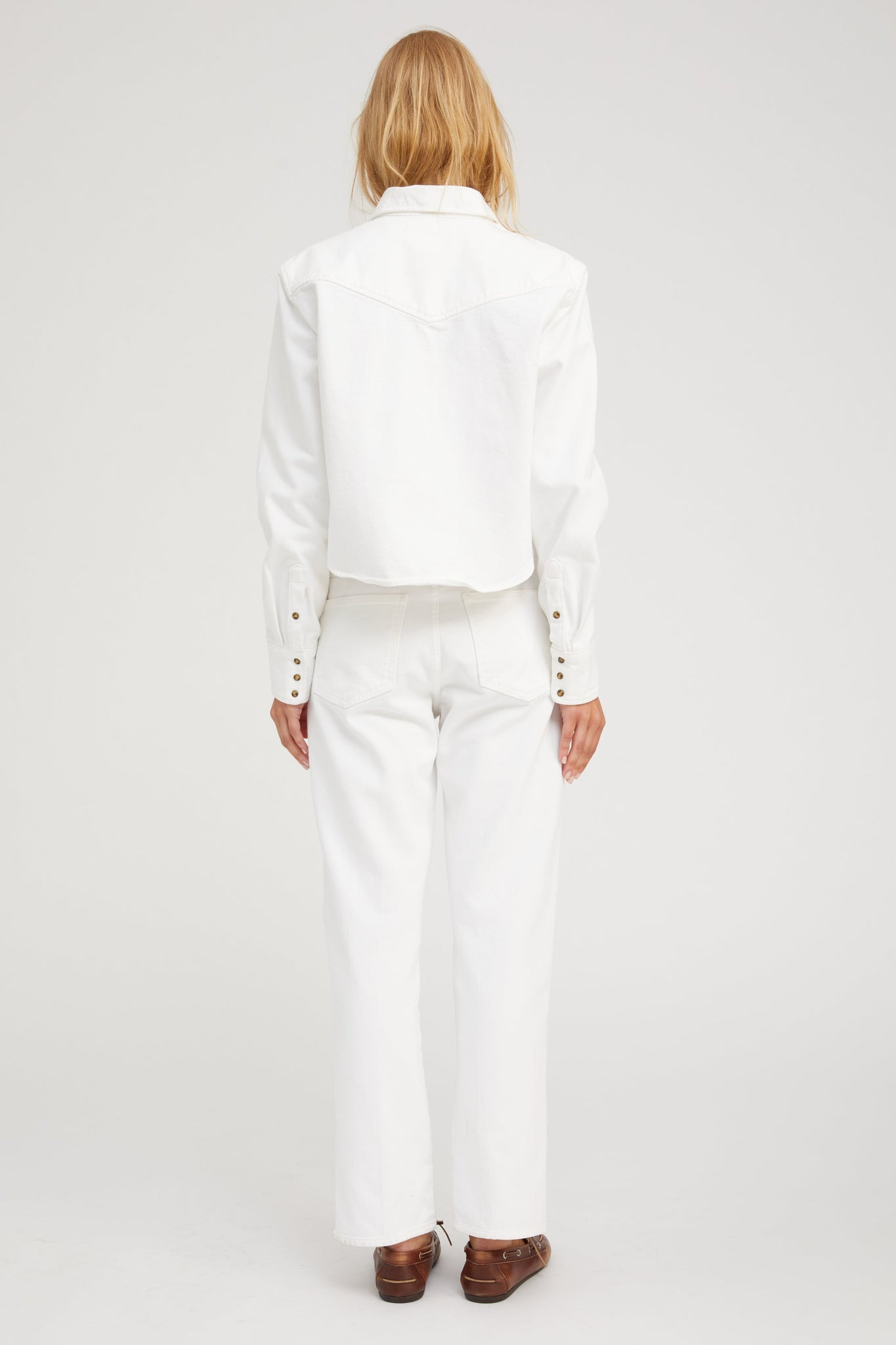 SOPHIA DENIM CROPPED WESTERN BUTTON DOWN - 5