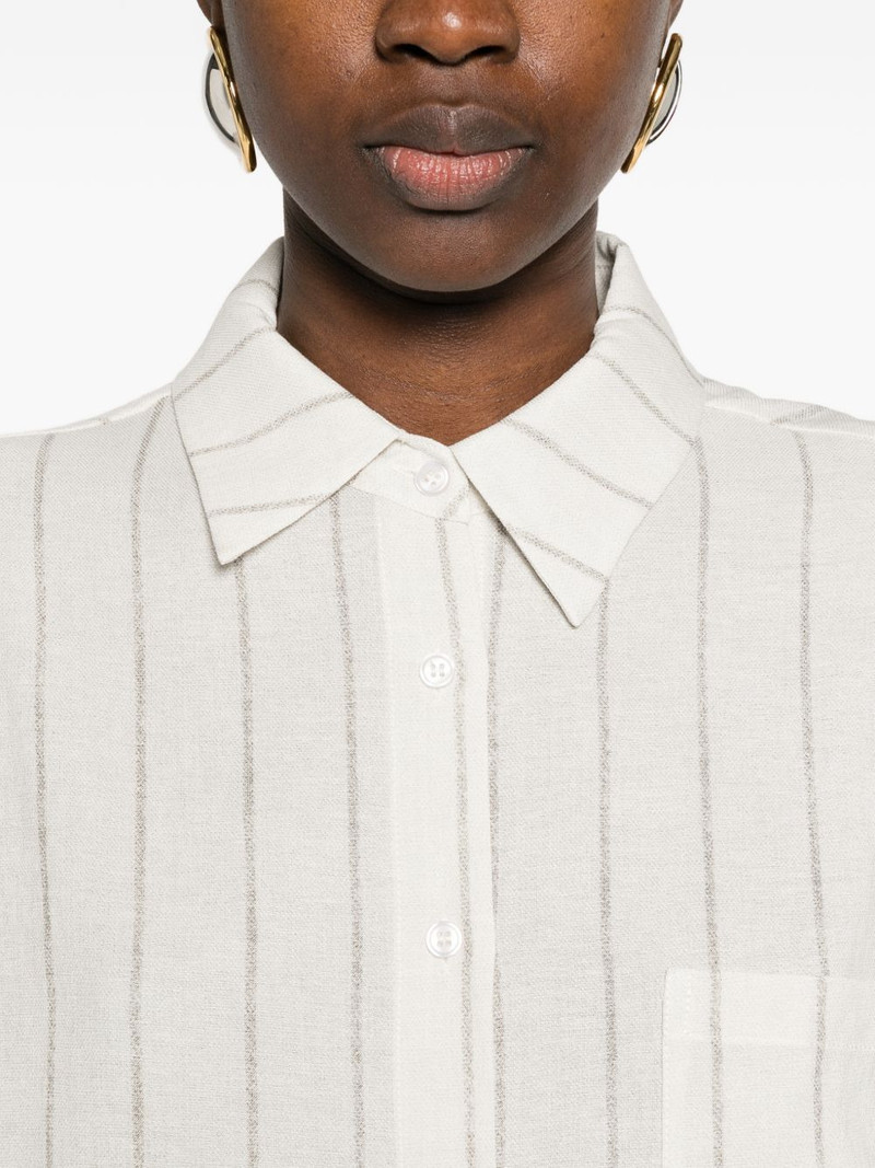 striped-pattern chest-pocket midi shirt dress 5