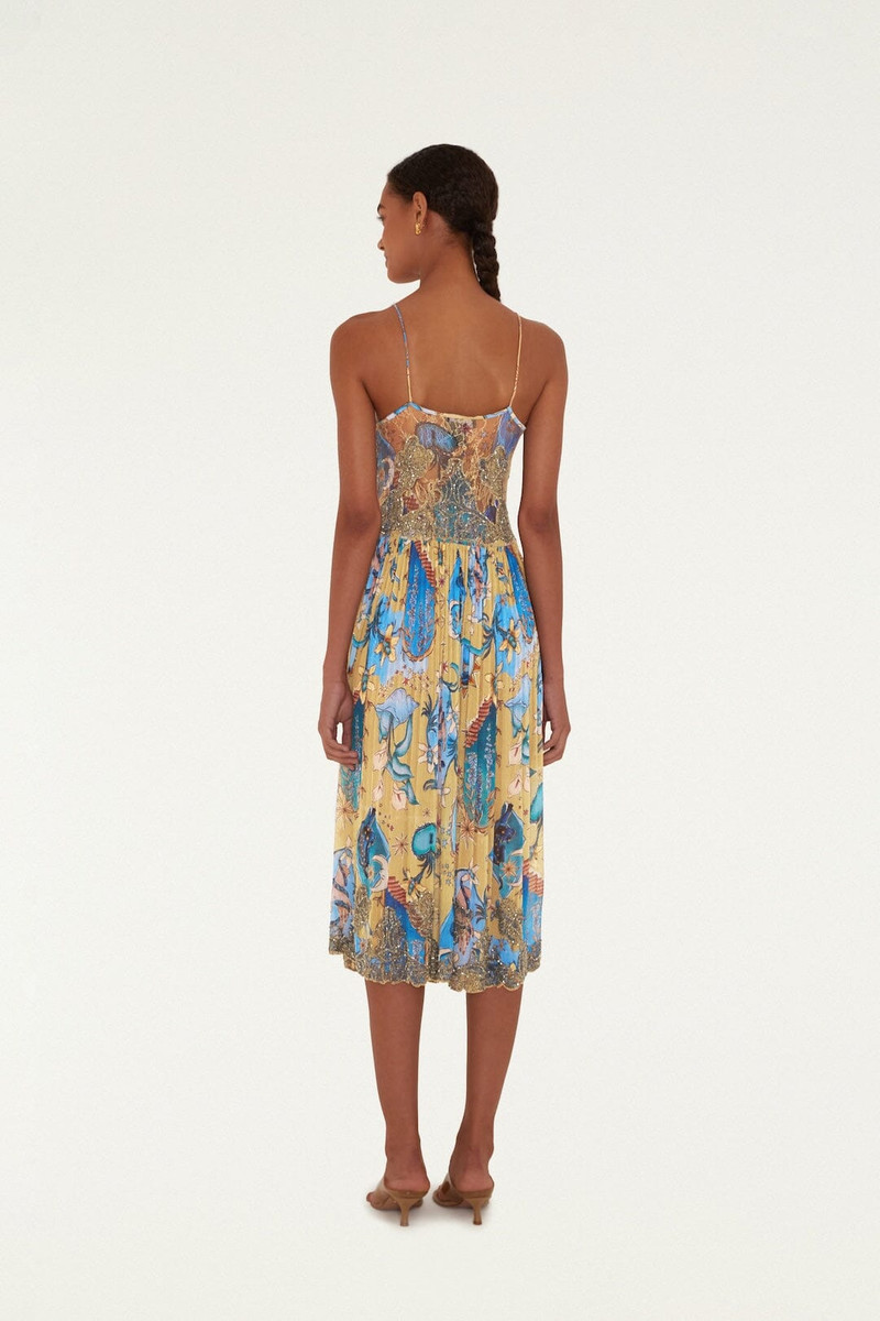 Sand Mystical Sleeveless Pleated Midi Dress 3