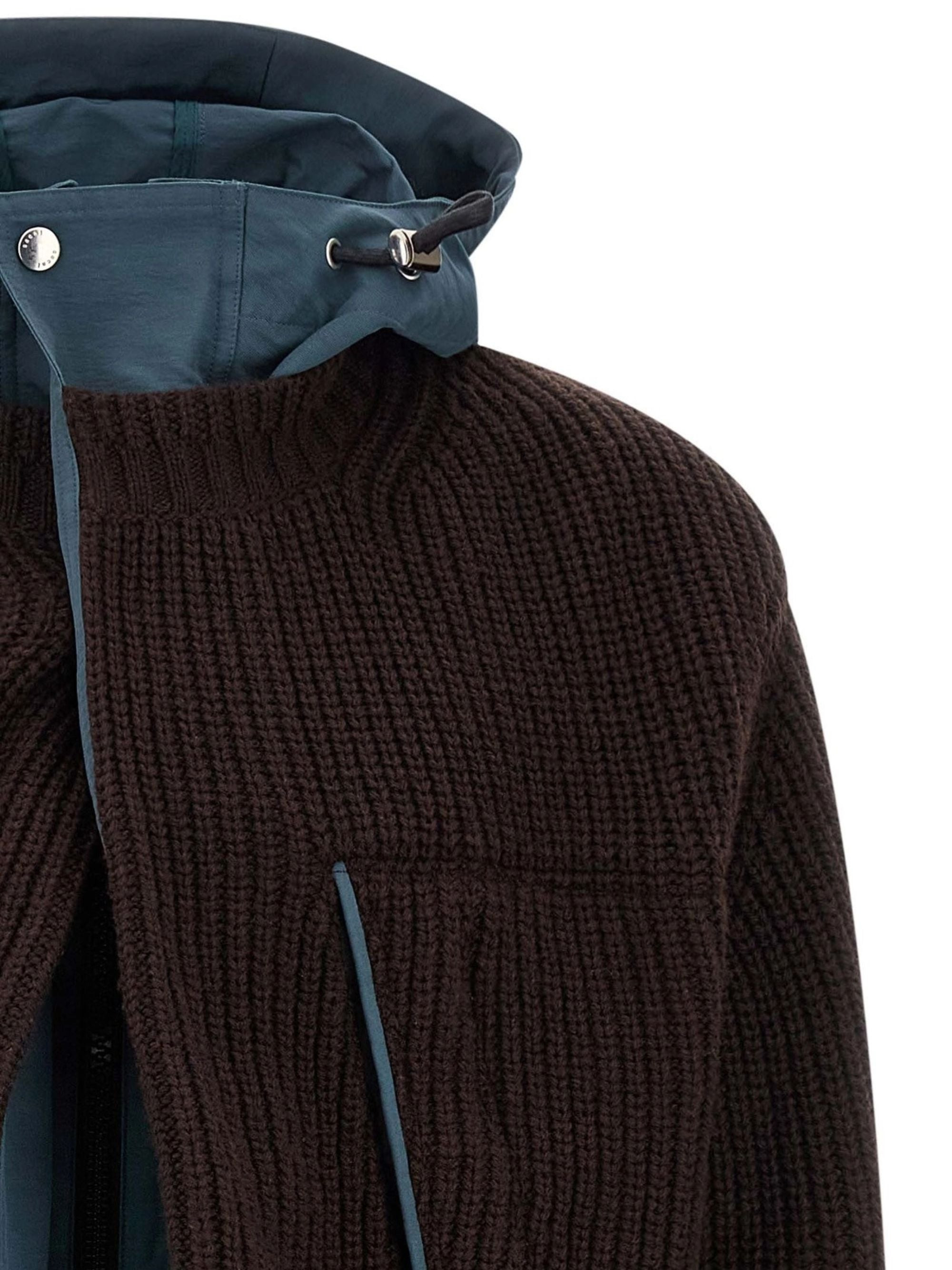 Sacai Men Cardigan With Nylon Inserts - 3