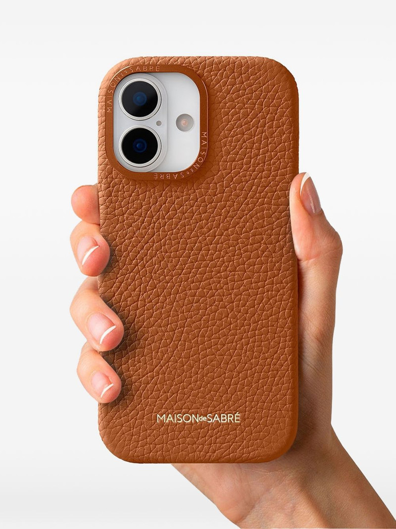 logo-lettering leather iPhone 17 case 5