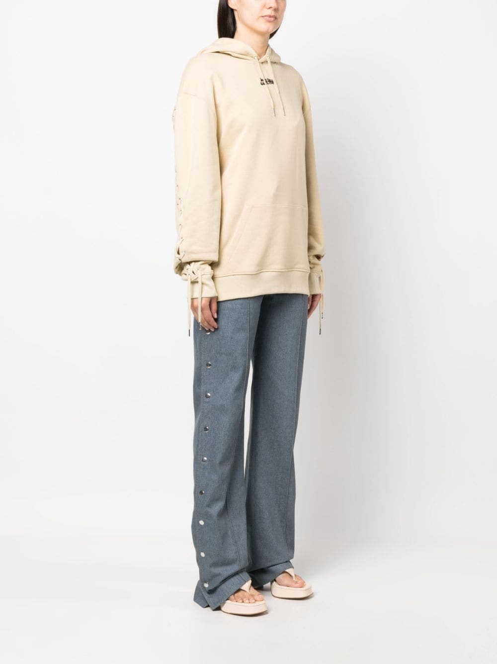 lace-up hoodie - 3