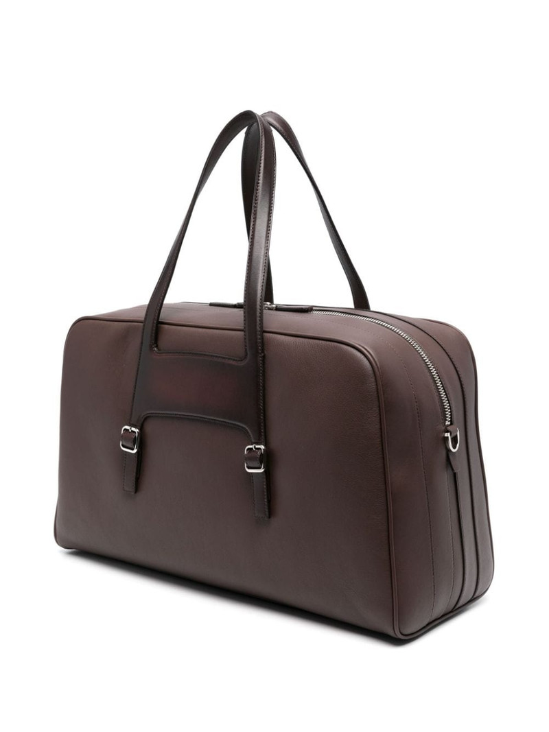 Santoni logo-stamp leather holdall outlook