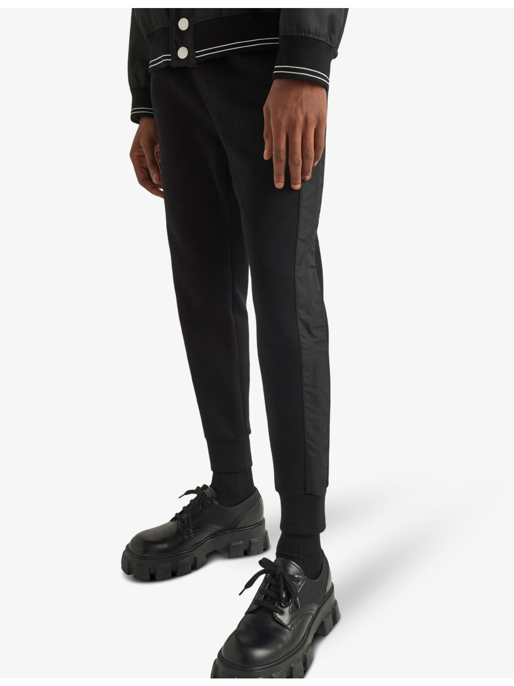 Contrast-trim tapered-leg cotton and recycled-nylon jogging bottoms - 3