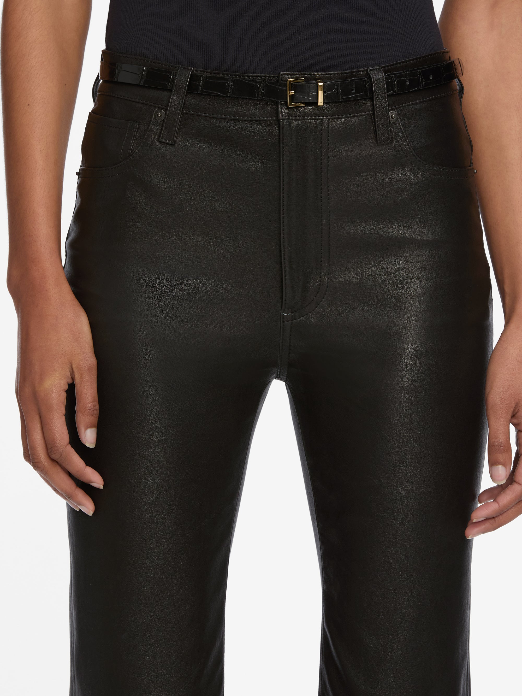 The Leather Reboot Crop in Black - 5