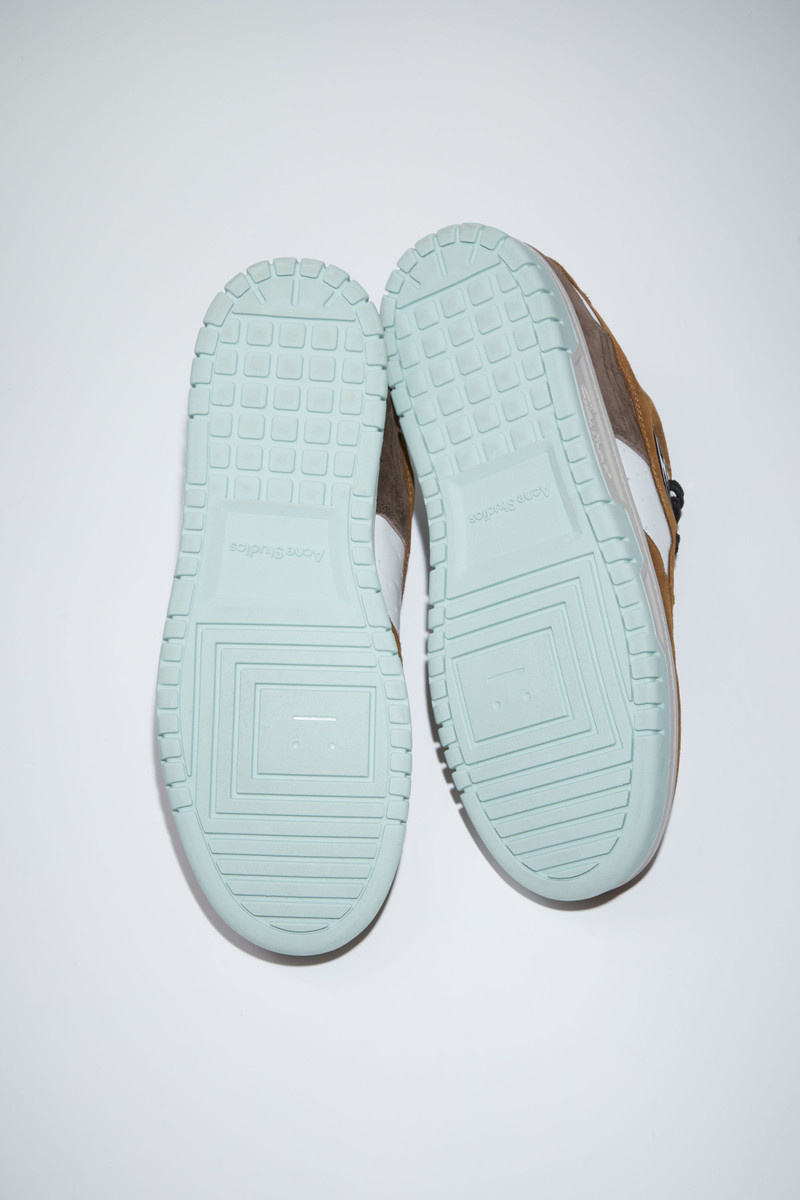 Low top basket leather sneakers - White/brown 4