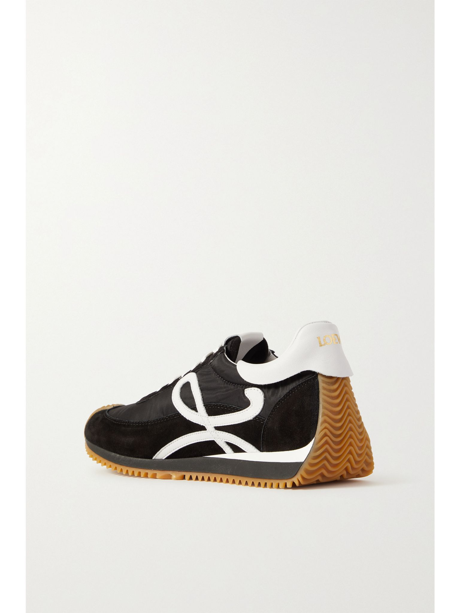 Flow logo-appliquéd leather and shell sneakers Black - 3