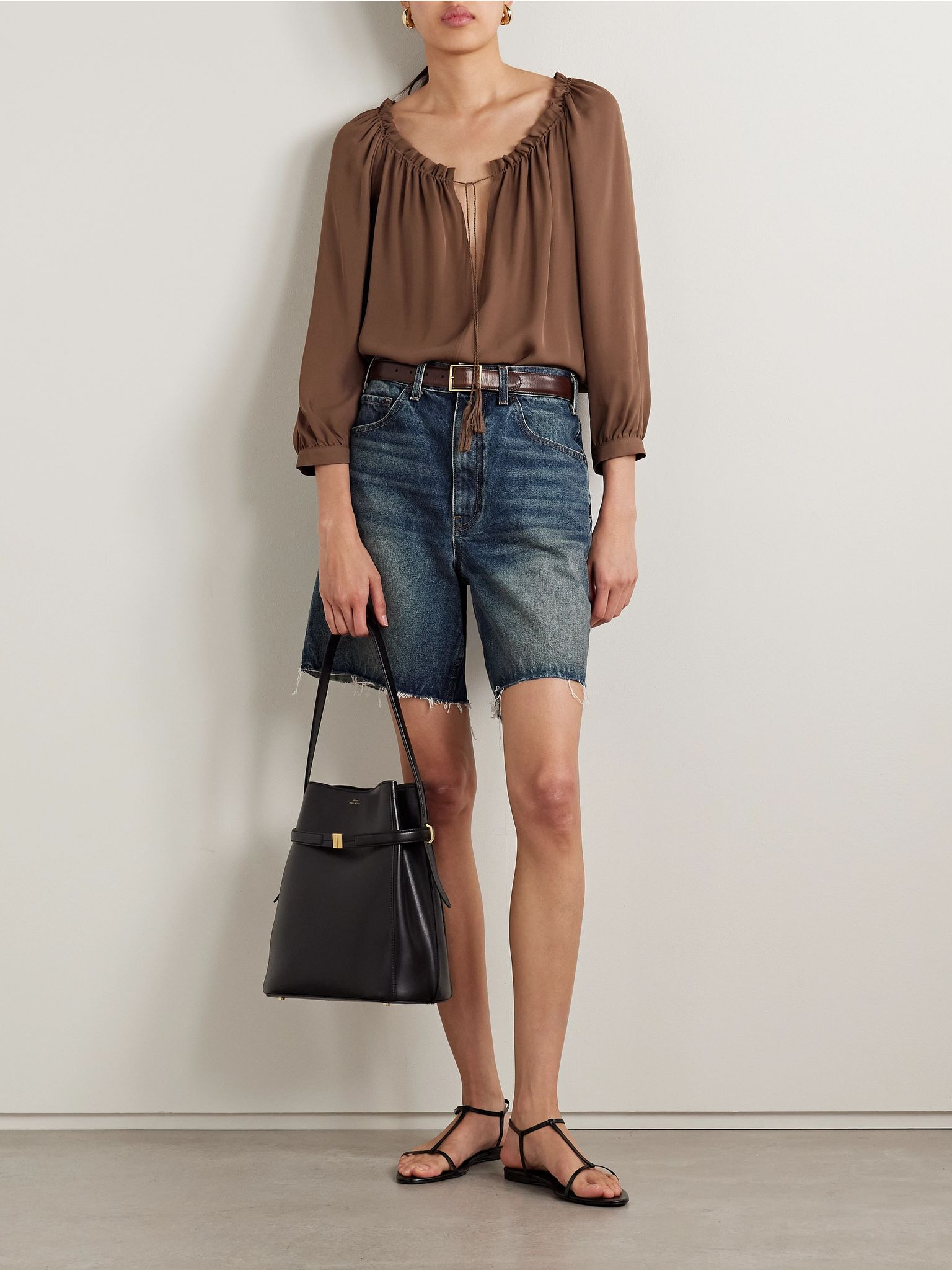 Russel frayed denim shorts Dark denim - 2