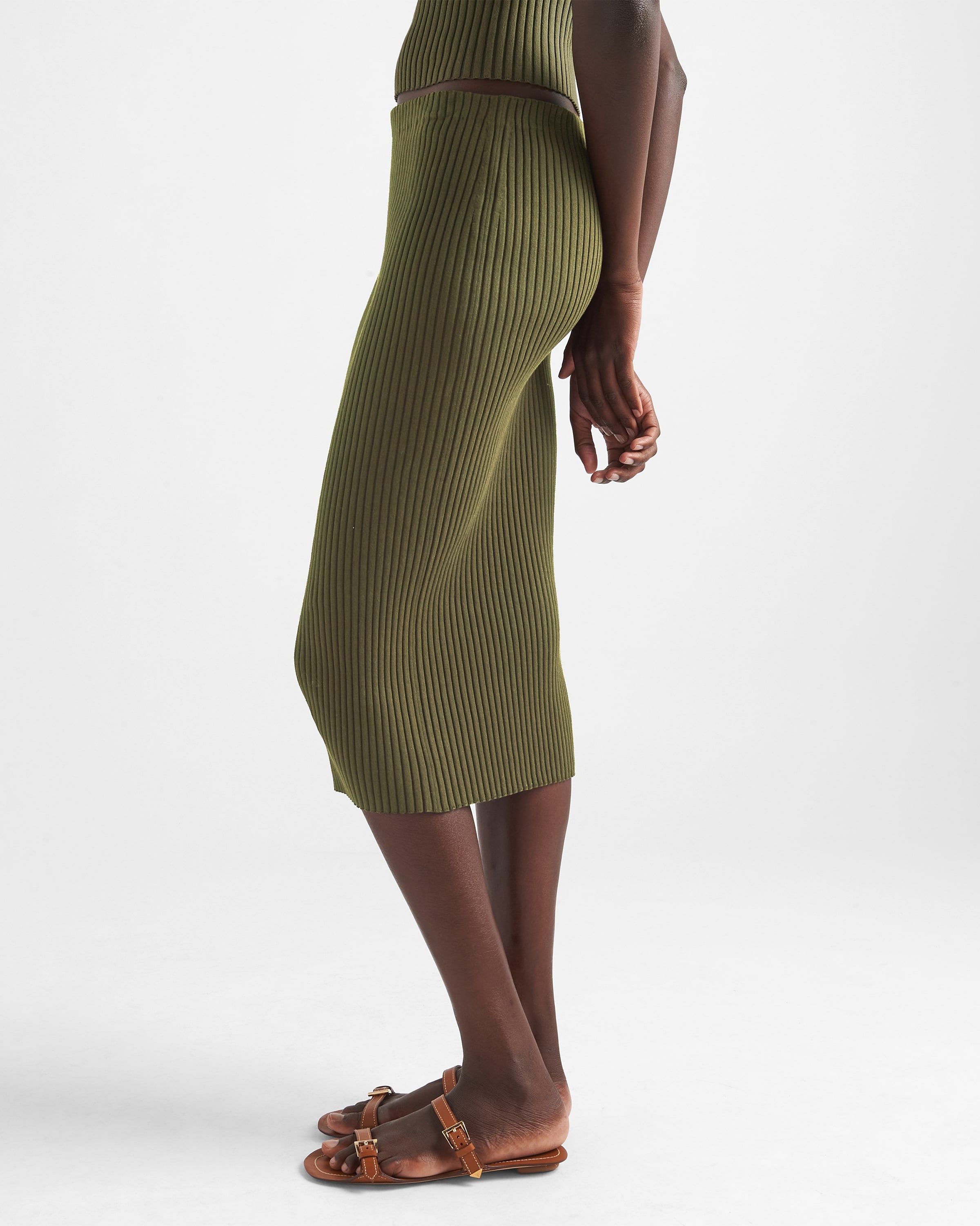 Ribbed knit cotton skirt - 4