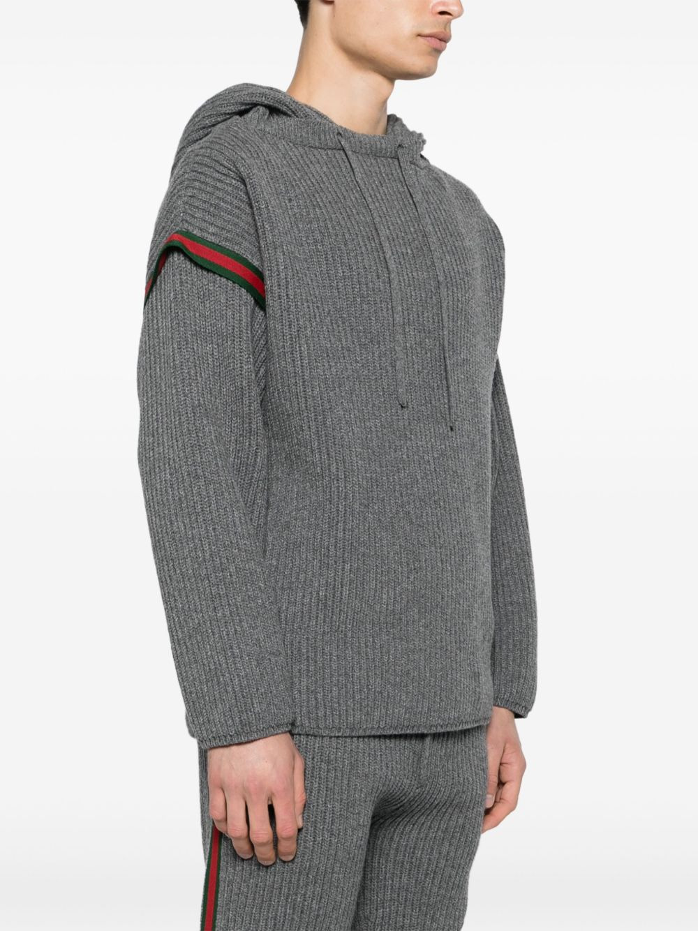 cashmere ribbed-knit hoodie - 3