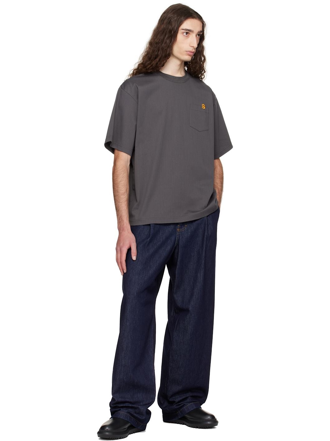 Gray 'S' Cotton Jersey T-shirt - 4