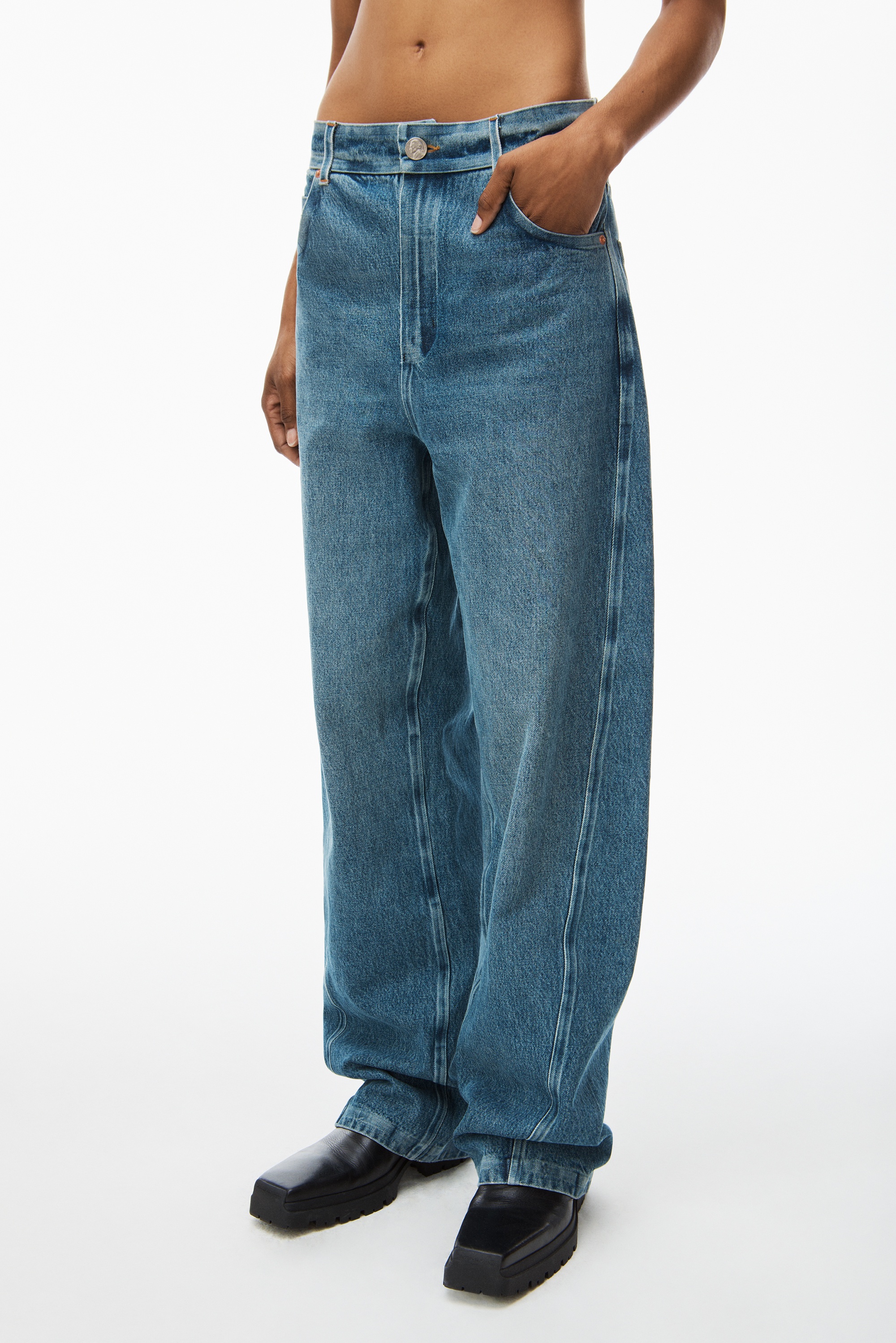 bonded cotton balloon jeans - 3