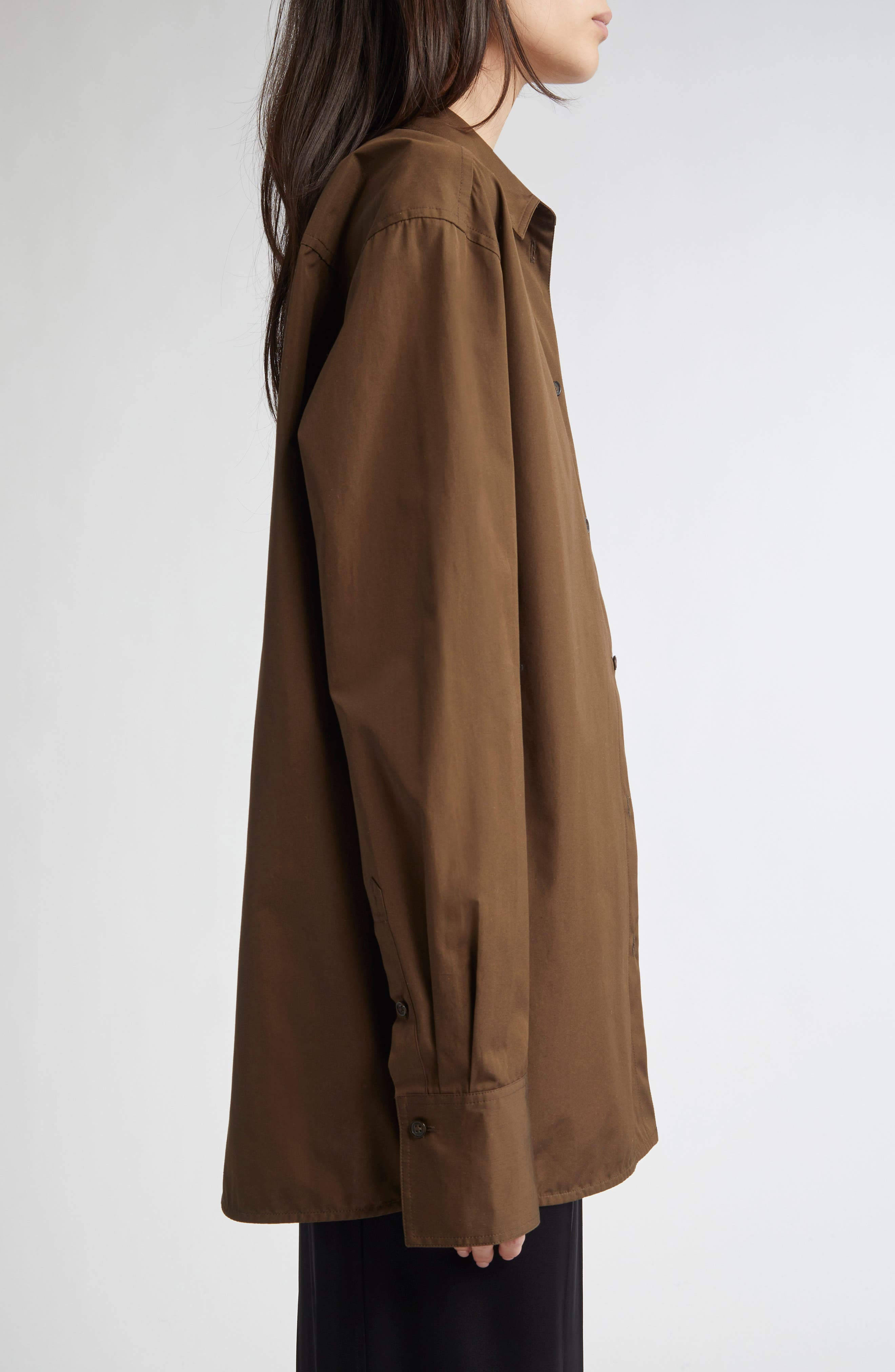 TOTEME Classic Cotton Button-Up Shirt in Pepper at Nordstrom - 4