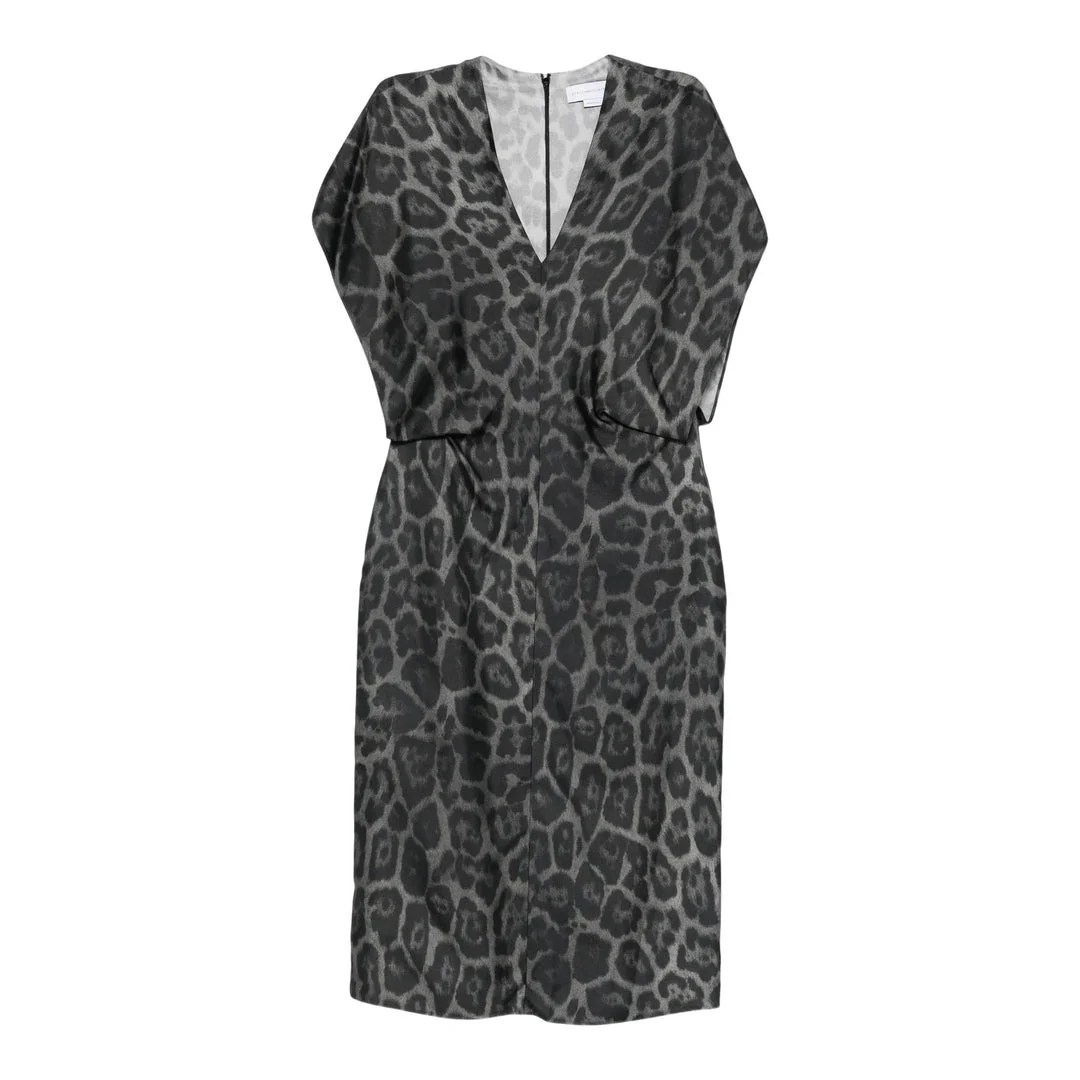 Leopard V Neck Midi Dress - 1