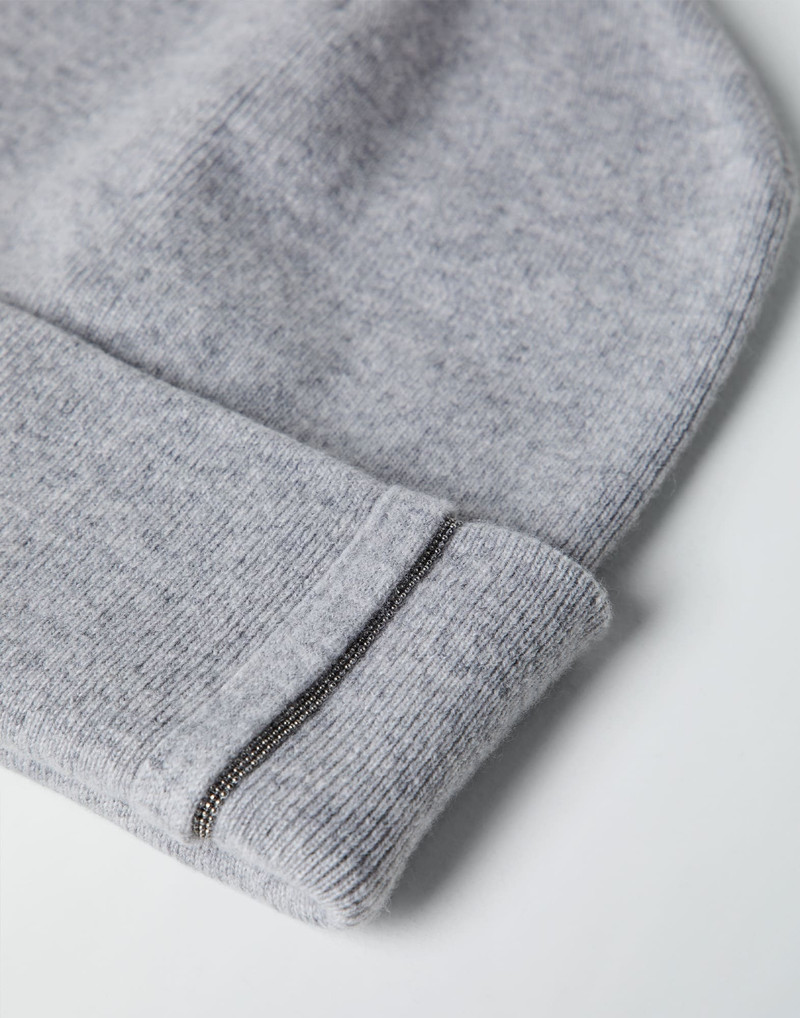 Brunello Cucinelli Cashmere rib knit beanie with monili outlook