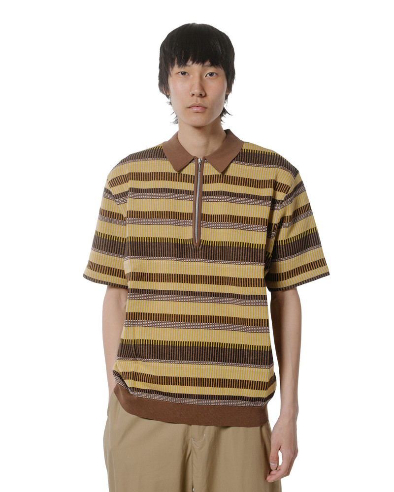 BEAMS PLUS Half Zip Knit Polo Brown outlook
