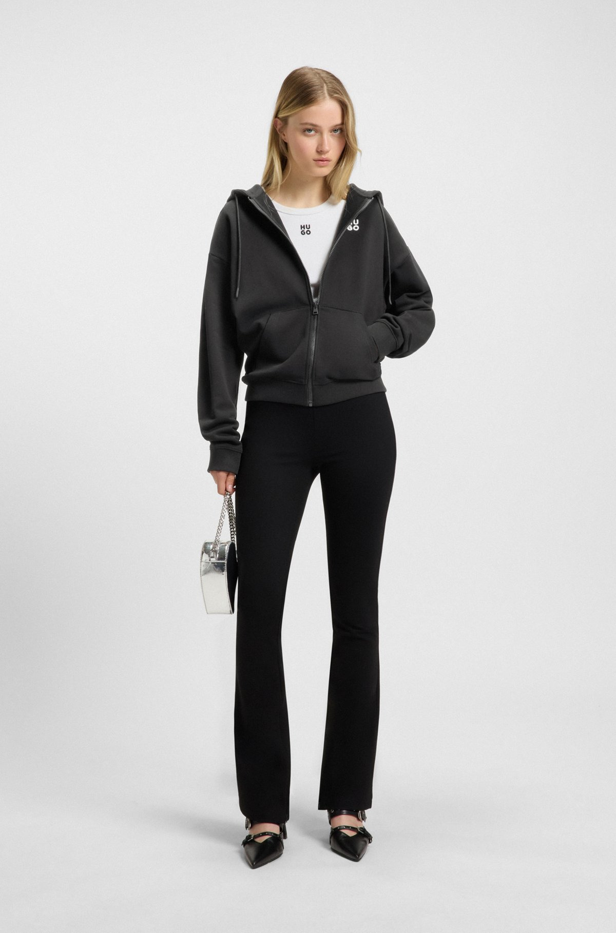 COTTON-TERRY ZIP-UP HOODIE WITH STACKED LOGO - 3
